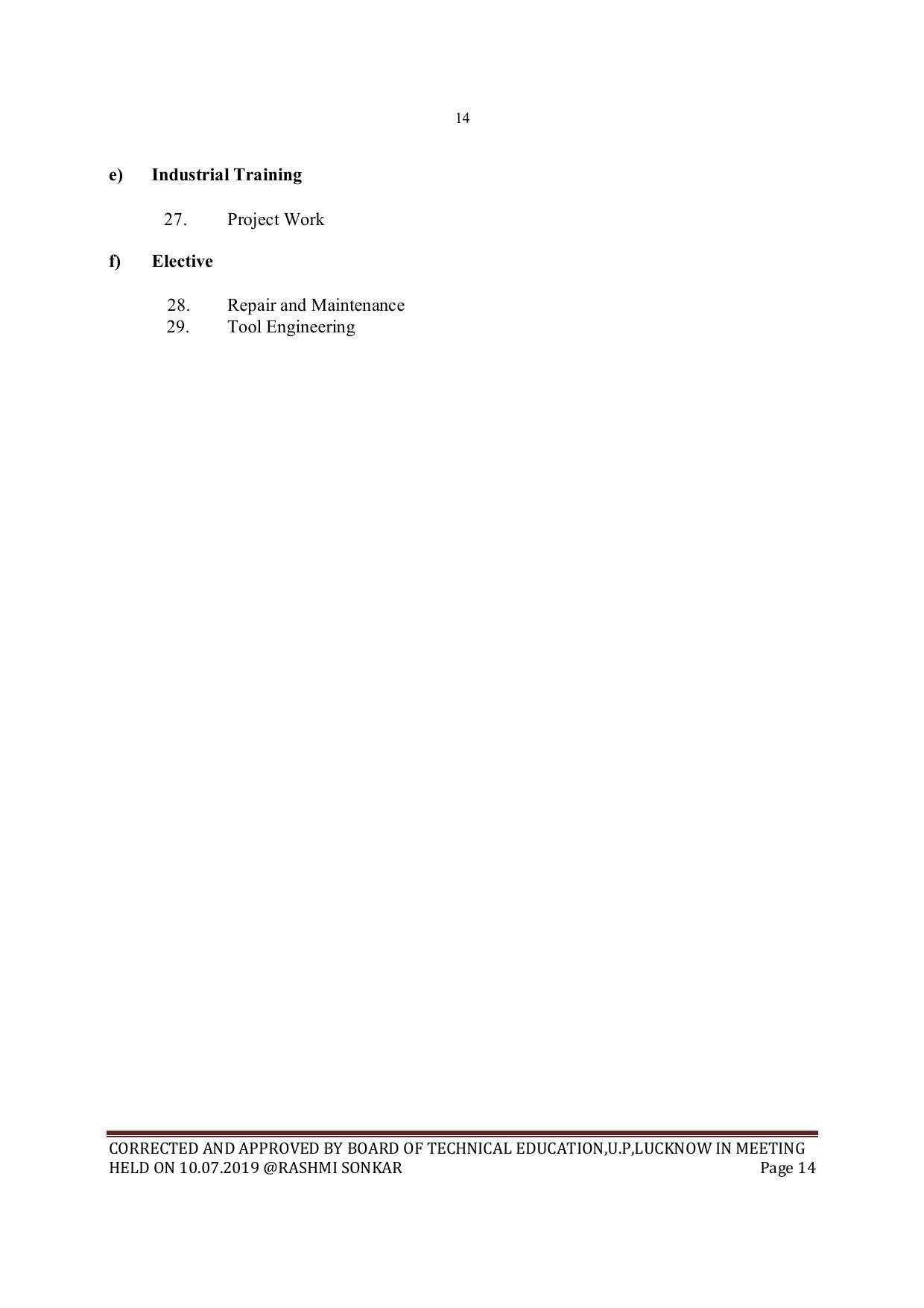 EFFECTIVE FROM JULY 2019-20 - SIX SEMESTER DIPLOMA COURSE IN MECHANICAL ENGINEERING - Page 14