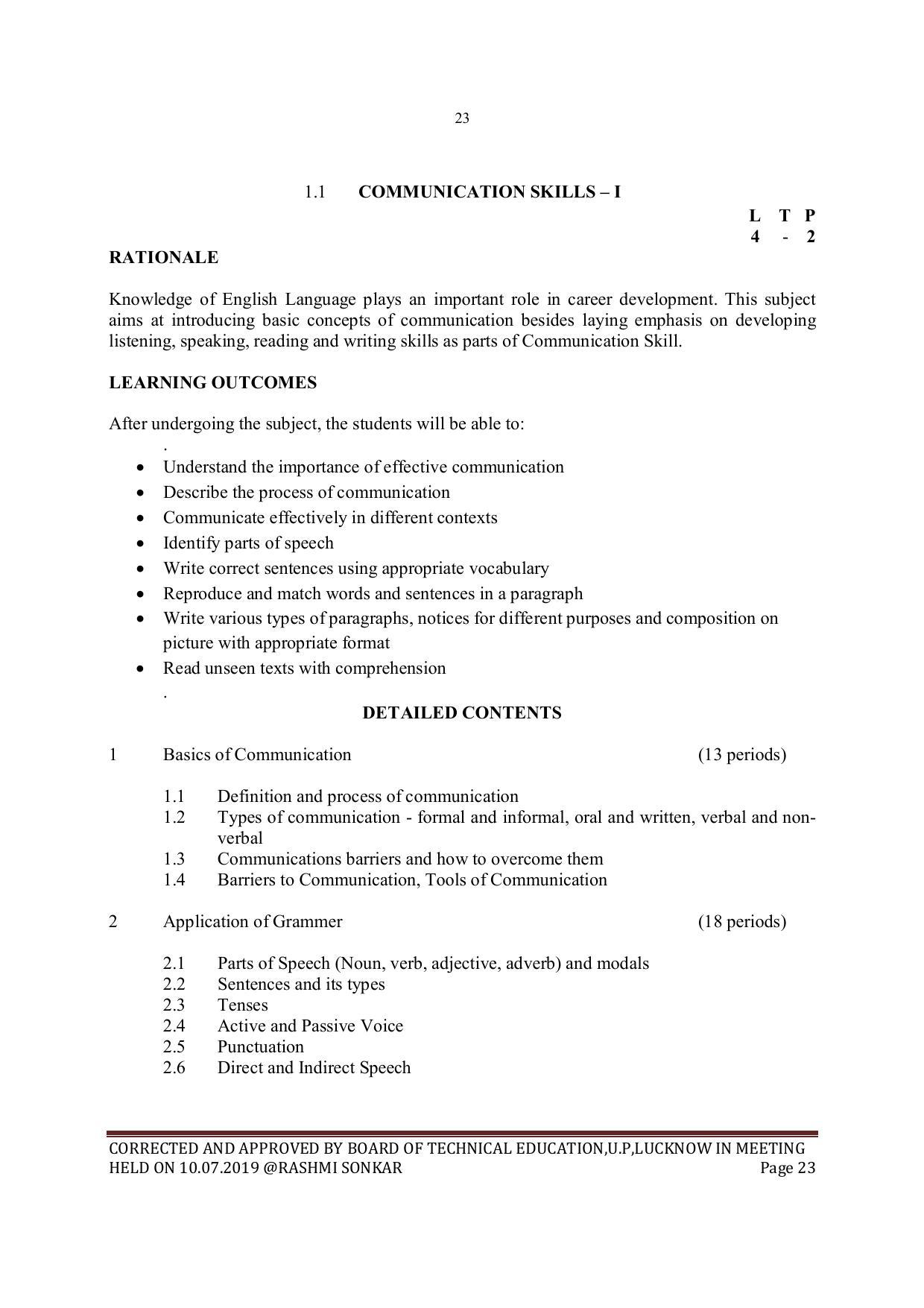EFFECTIVE FROM JULY 2019-20 - SIX SEMESTER DIPLOMA COURSE IN MECHANICAL ENGINEERING - Page 23