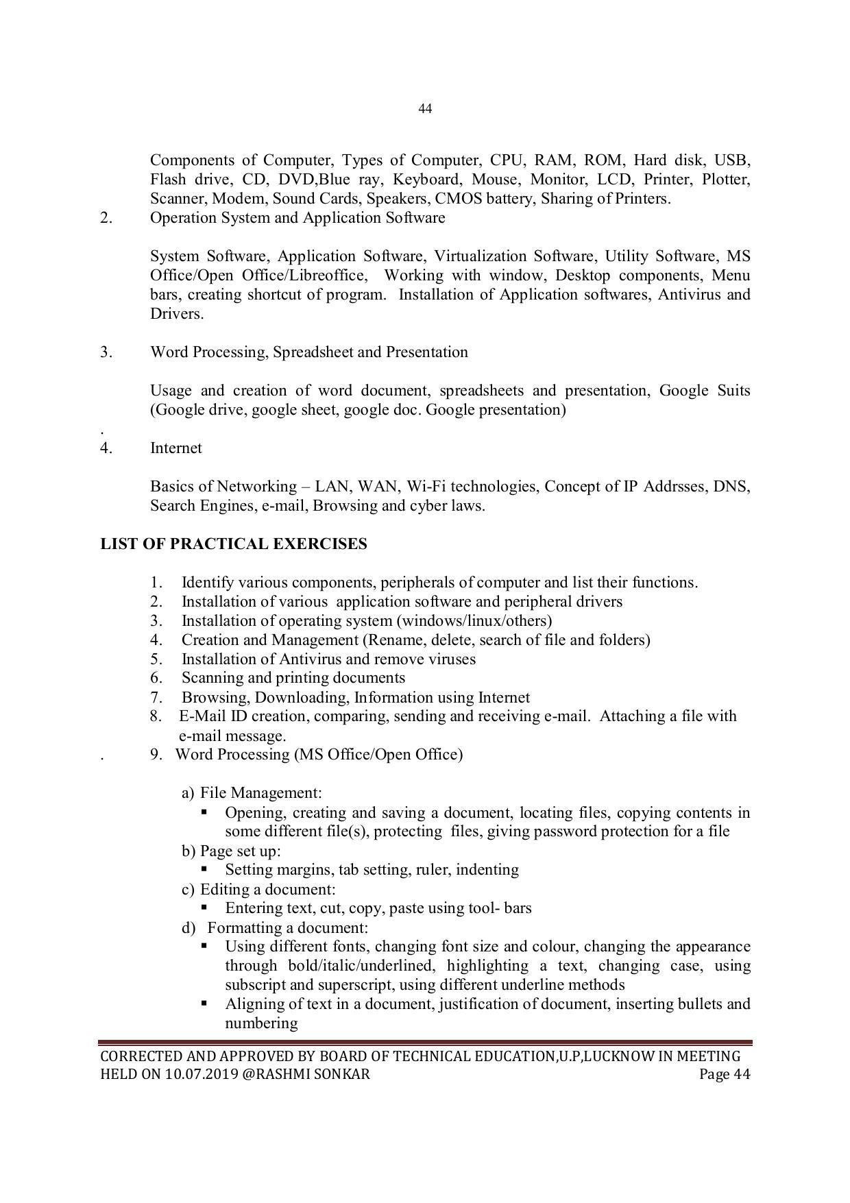 EFFECTIVE FROM JULY 2019-20 - SIX SEMESTER DIPLOMA COURSE IN MECHANICAL ENGINEERING - Page 44