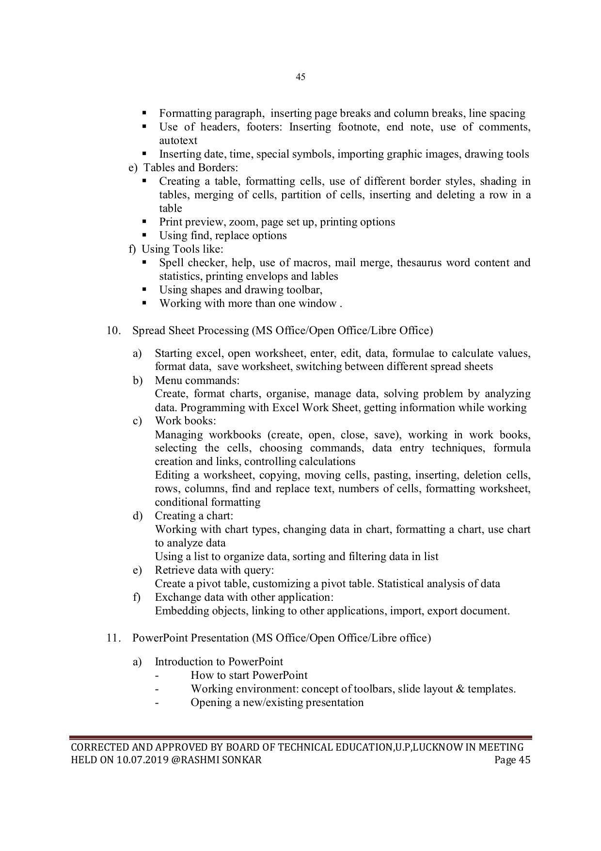EFFECTIVE FROM JULY 2019-20 - SIX SEMESTER DIPLOMA COURSE IN MECHANICAL ENGINEERING - Page 45