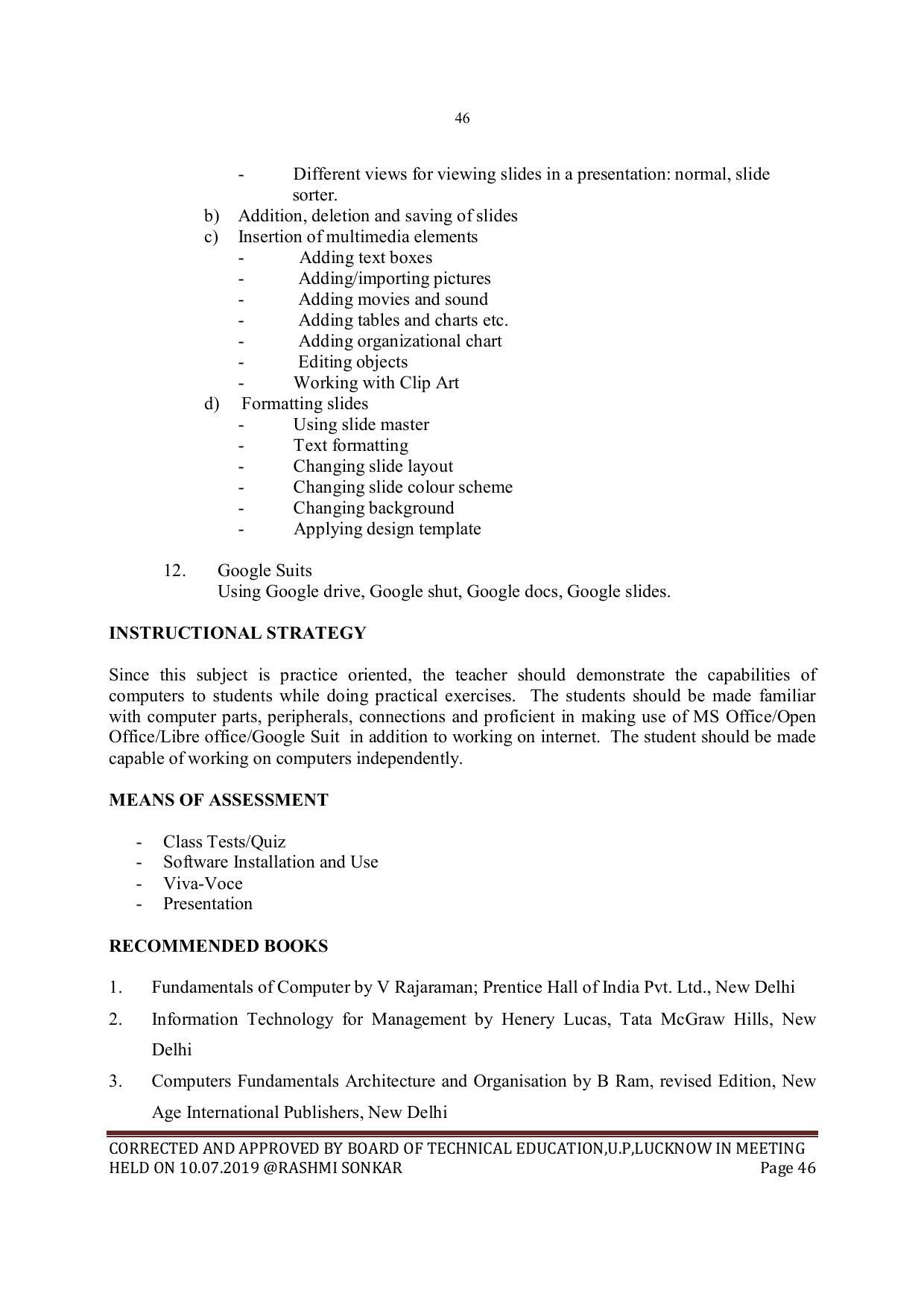EFFECTIVE FROM JULY 2019-20 - SIX SEMESTER DIPLOMA COURSE IN MECHANICAL ENGINEERING - Page 46