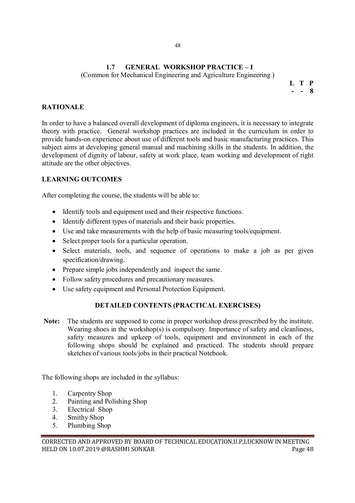 EFFECTIVE FROM JULY 2019-20 - SIX SEMESTER DIPLOMA COURSE IN MECHANICAL ENGINEERING - Page 48