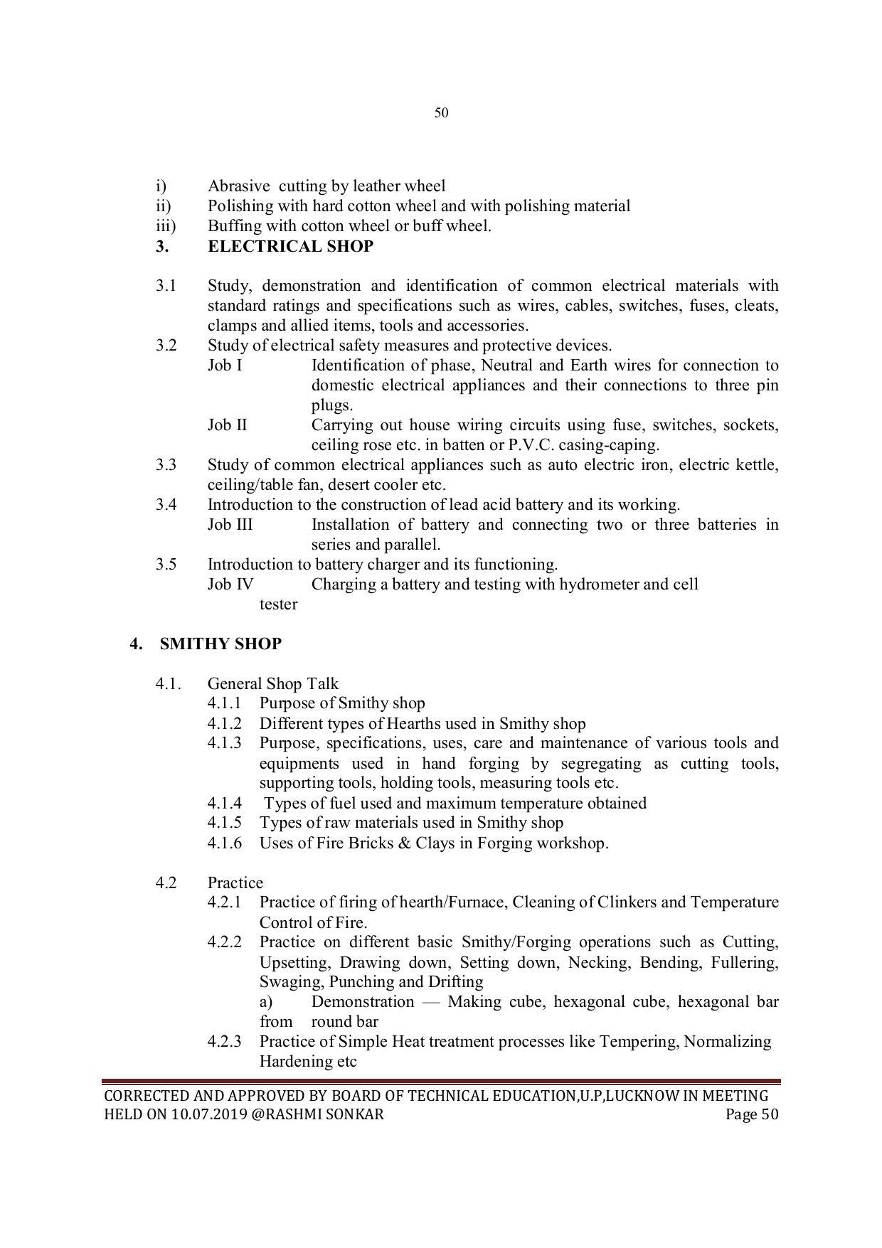 EFFECTIVE FROM JULY 2019-20 - SIX SEMESTER DIPLOMA COURSE IN MECHANICAL ENGINEERING - Page 50