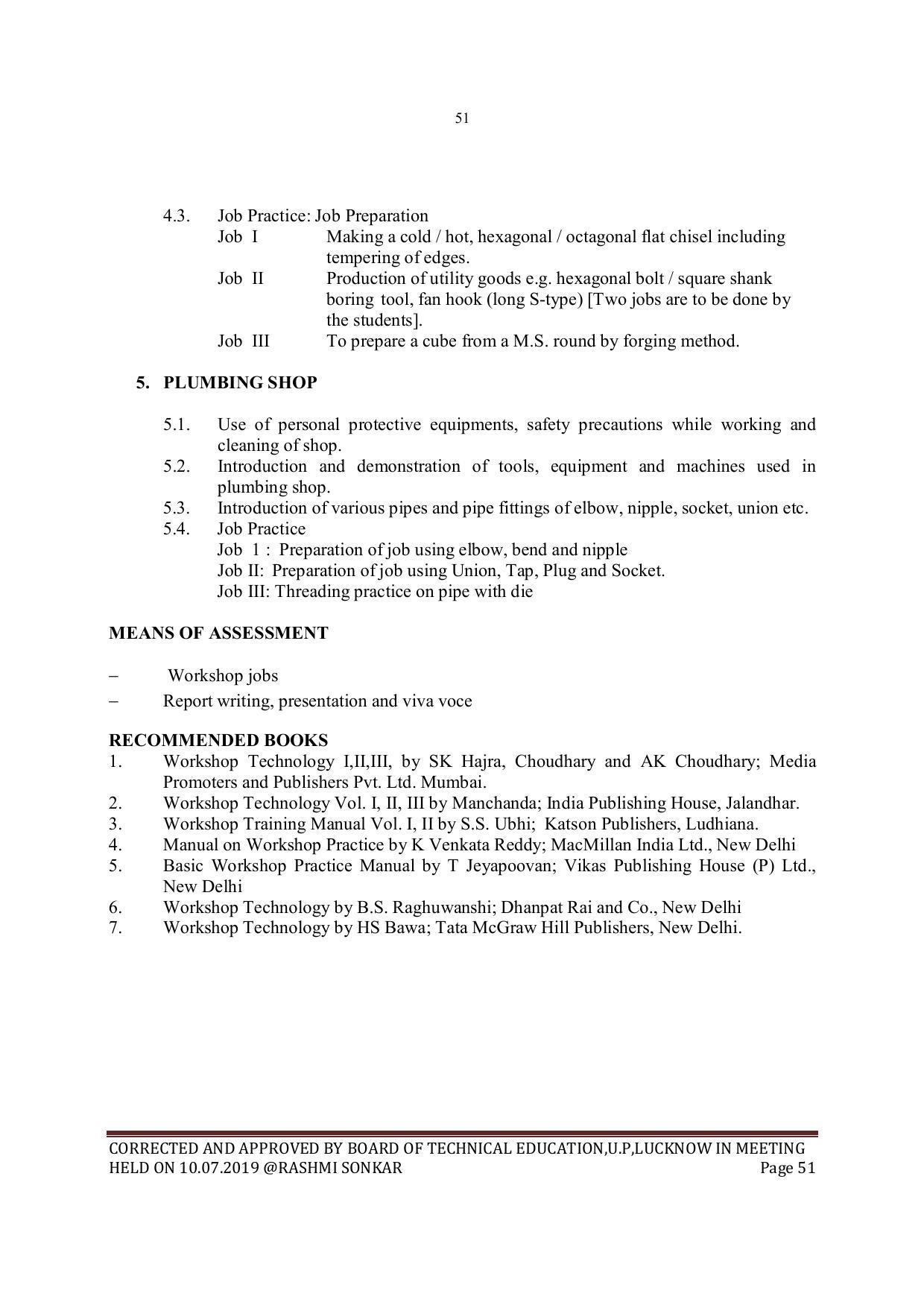 EFFECTIVE FROM JULY 2019-20 - SIX SEMESTER DIPLOMA COURSE IN MECHANICAL ENGINEERING - Page 51