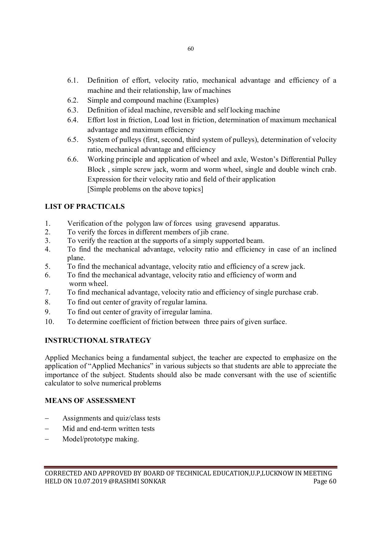 EFFECTIVE FROM JULY 2019-20 - SIX SEMESTER DIPLOMA COURSE IN MECHANICAL ENGINEERING - Page 60