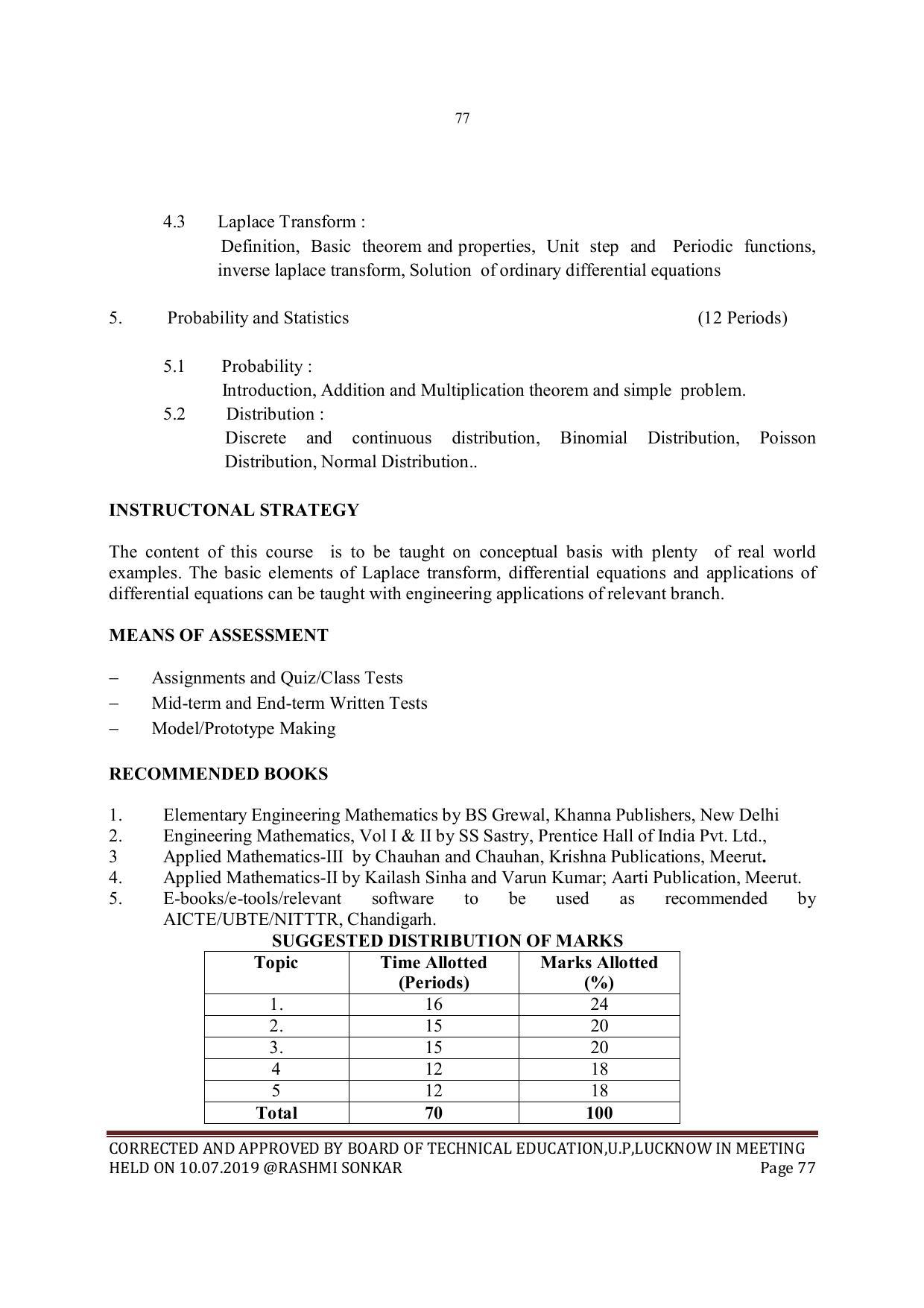 EFFECTIVE FROM JULY 2019-20 - SIX SEMESTER DIPLOMA COURSE IN MECHANICAL ENGINEERING - Page 77