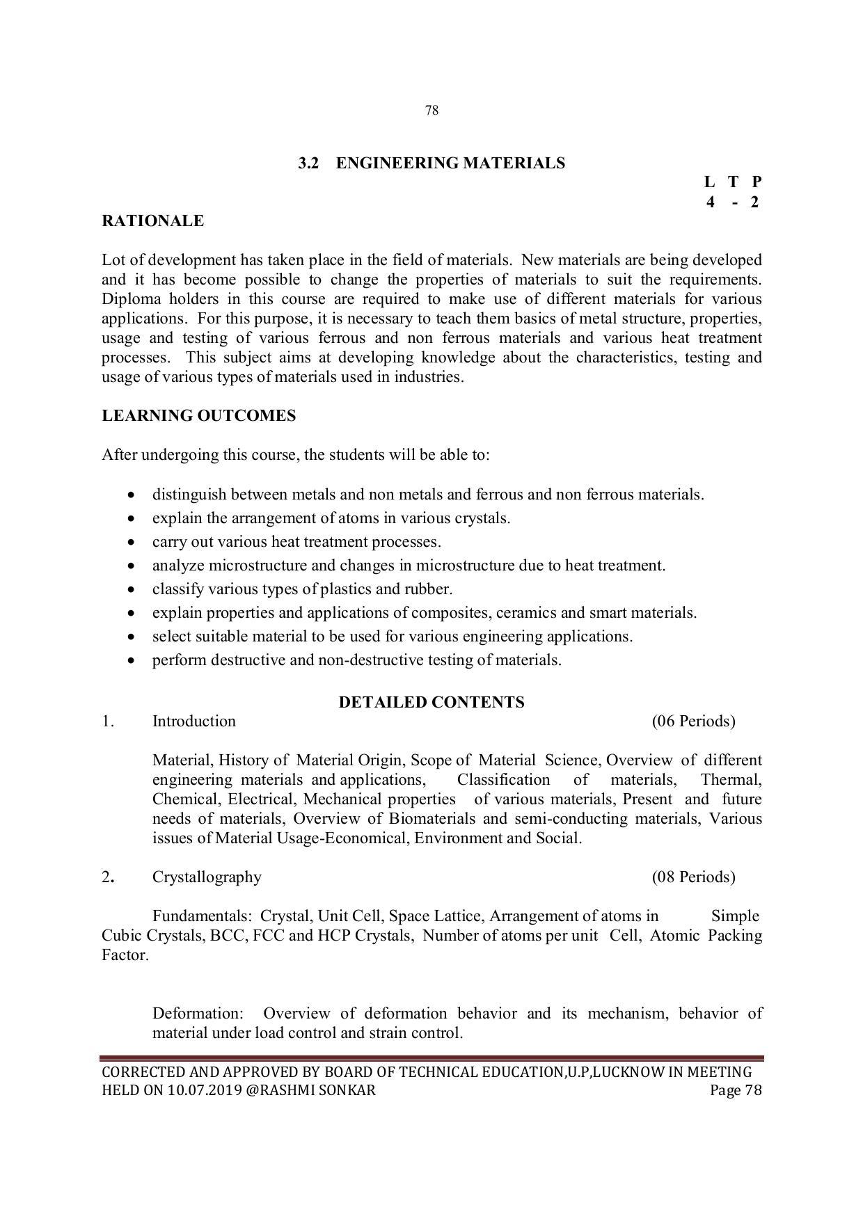 EFFECTIVE FROM JULY 2019-20 - SIX SEMESTER DIPLOMA COURSE IN MECHANICAL ENGINEERING - Page 78