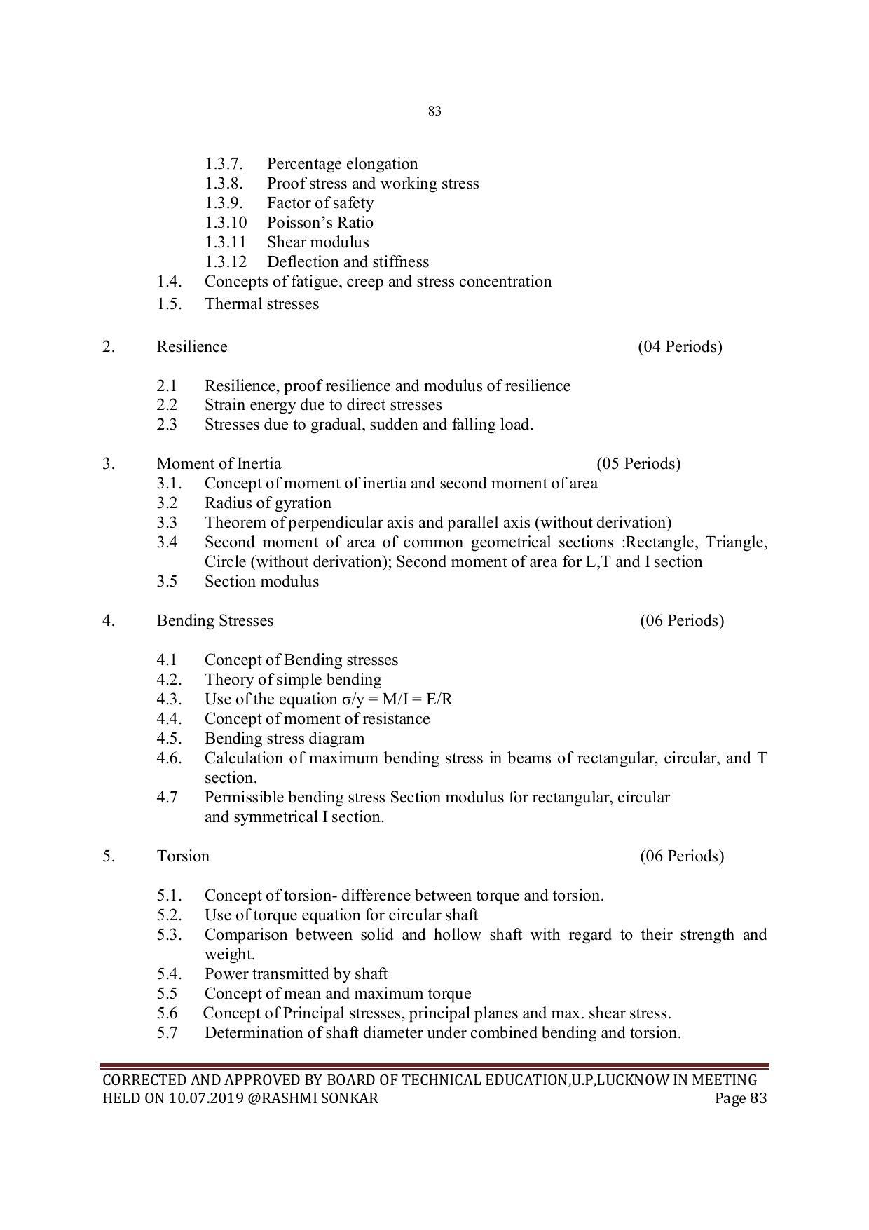 EFFECTIVE FROM JULY 2019-20 - SIX SEMESTER DIPLOMA COURSE IN MECHANICAL ENGINEERING - Page 83