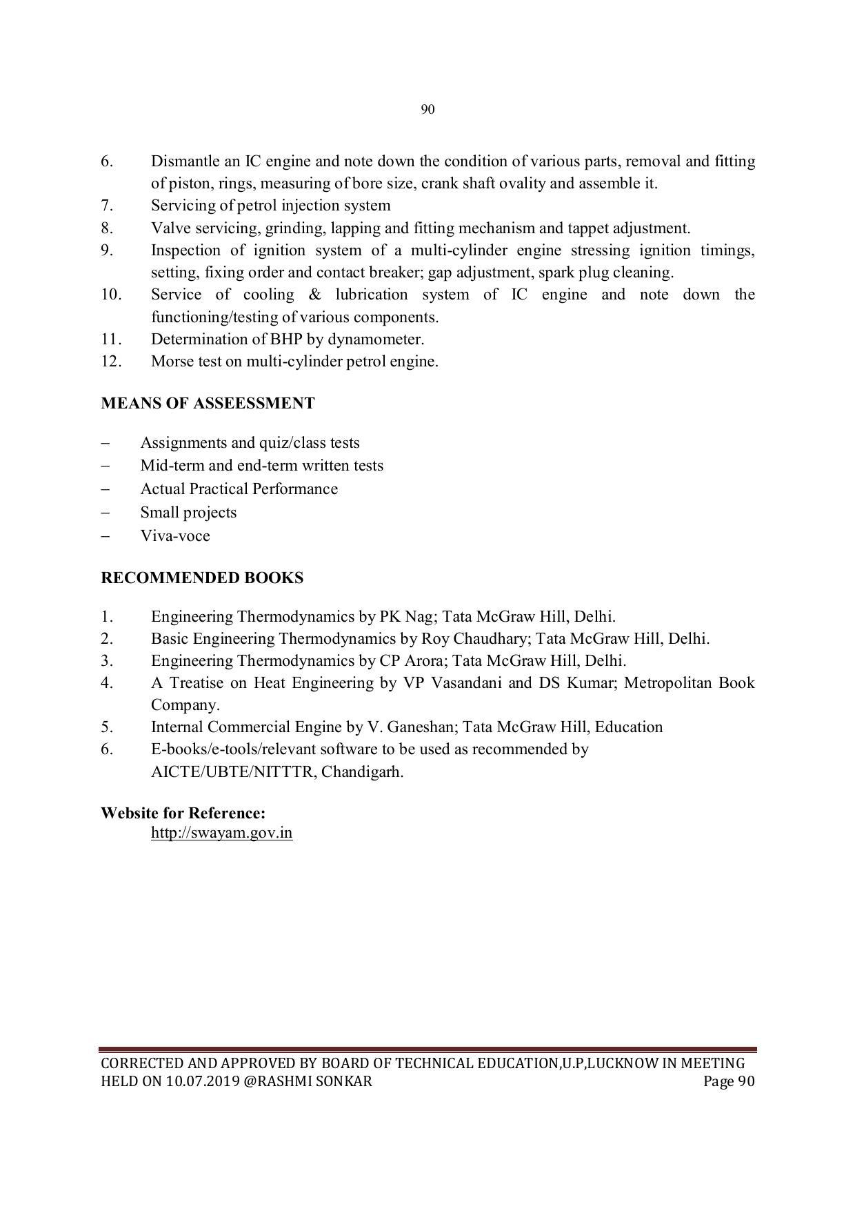 EFFECTIVE FROM JULY 2019-20 - SIX SEMESTER DIPLOMA COURSE IN MECHANICAL ENGINEERING - Page 90