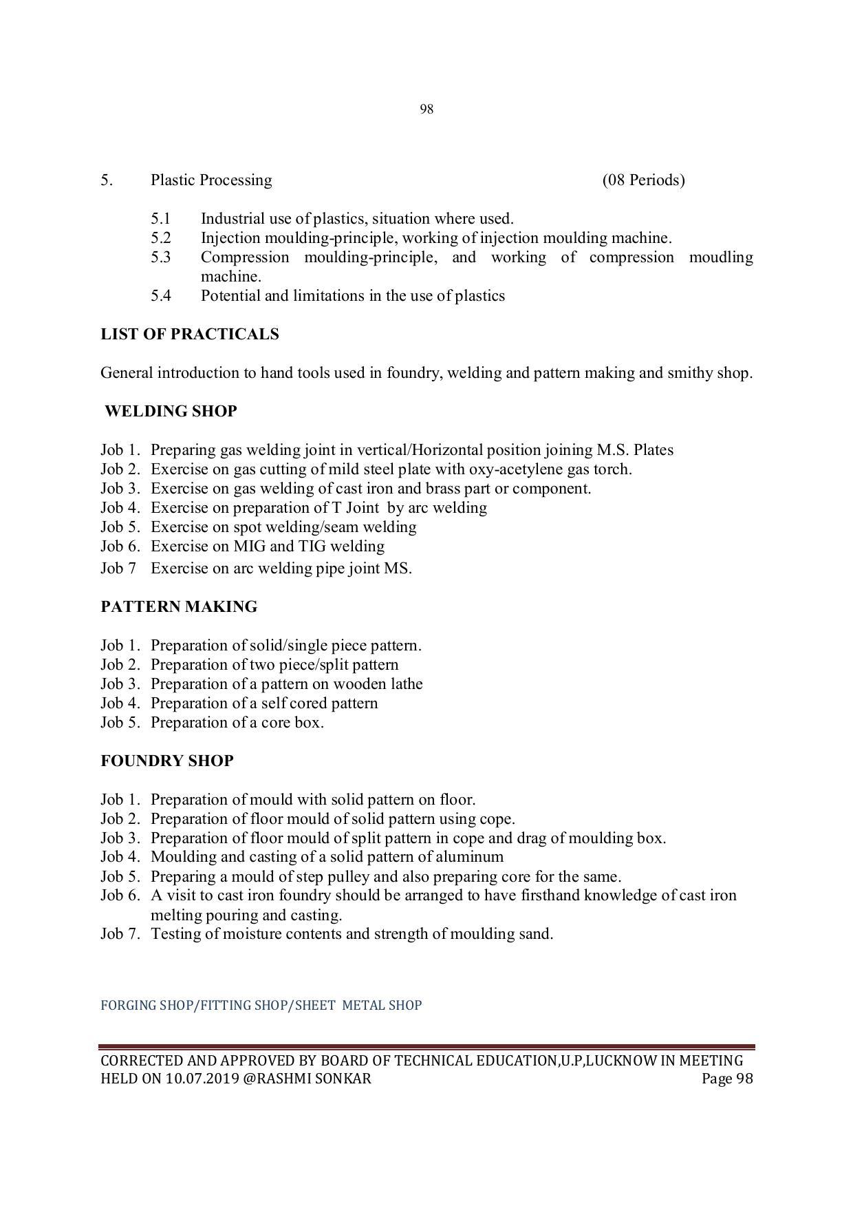 EFFECTIVE FROM JULY 2019-20 - SIX SEMESTER DIPLOMA COURSE IN MECHANICAL ENGINEERING - Page 98
