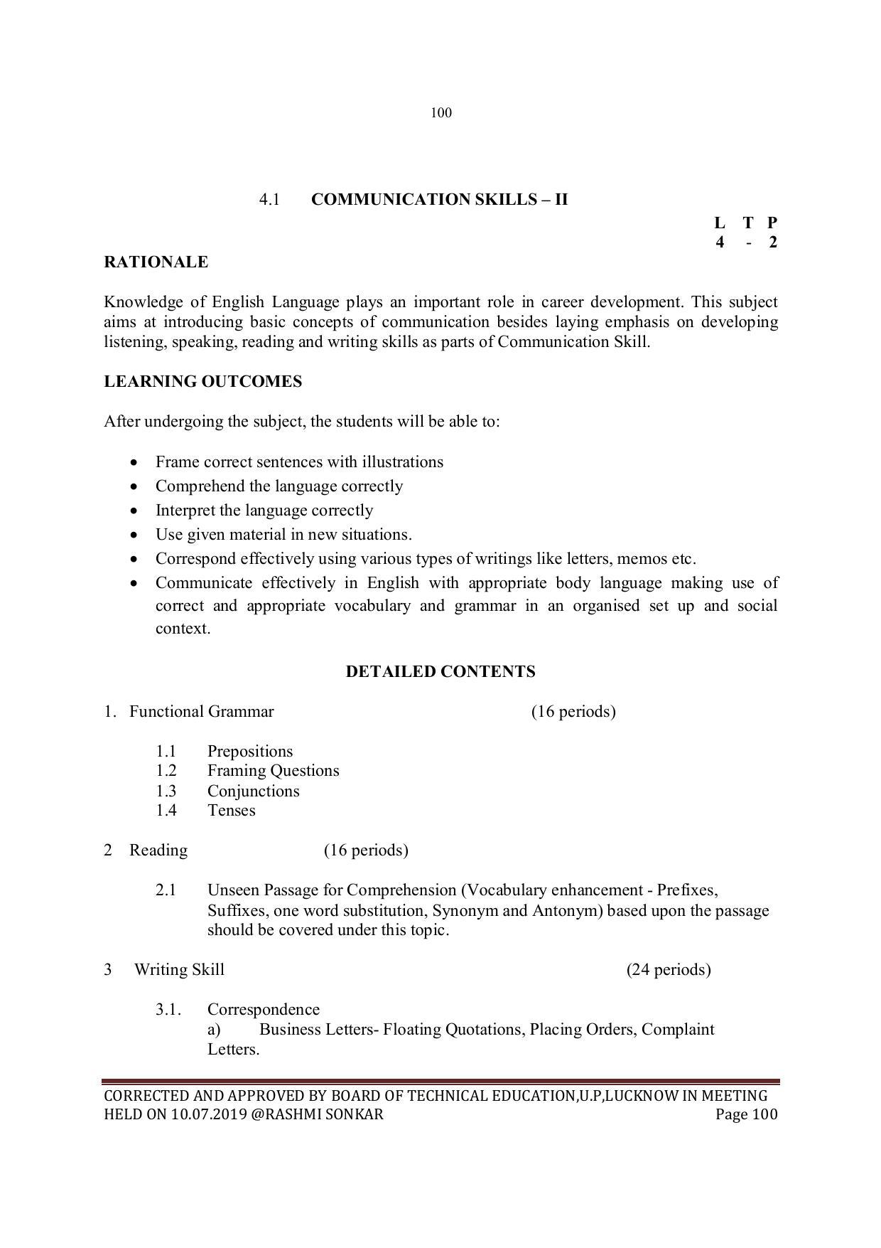 EFFECTIVE FROM JULY 2019-20 - SIX SEMESTER DIPLOMA COURSE IN MECHANICAL ENGINEERING - Page 100