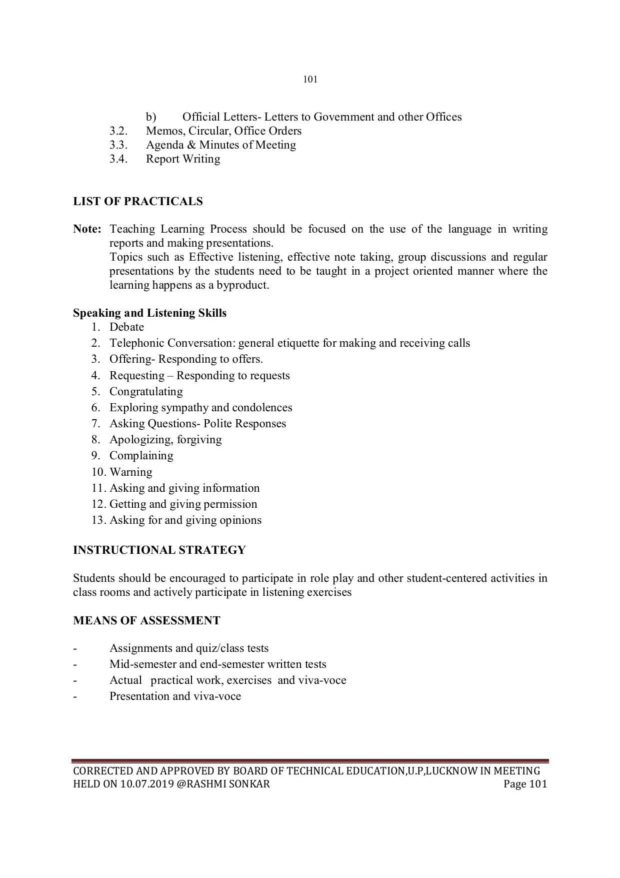 EFFECTIVE FROM JULY 2019-20 - SIX SEMESTER DIPLOMA COURSE IN MECHANICAL ENGINEERING - Page 101