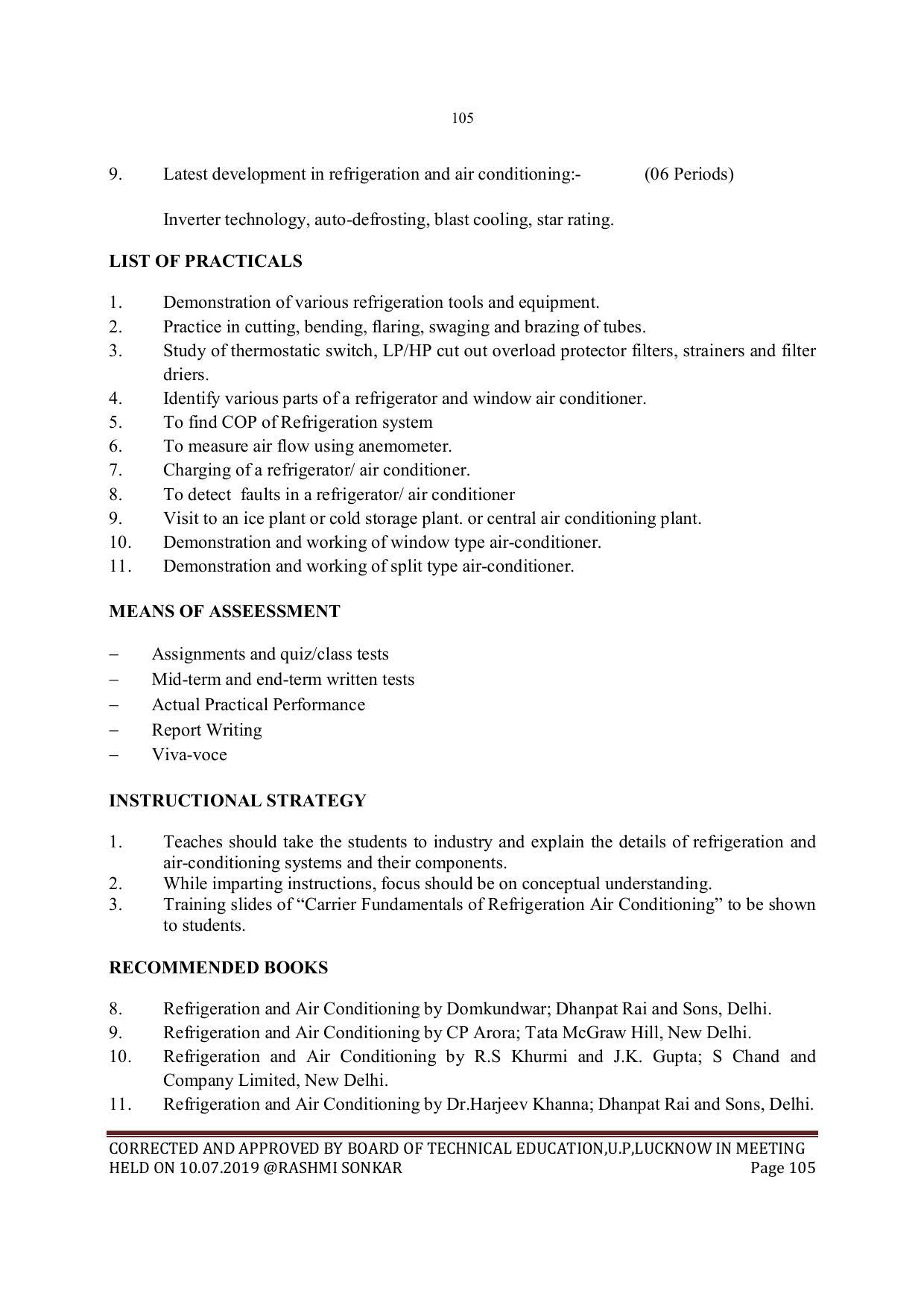 EFFECTIVE FROM JULY 2019-20 - SIX SEMESTER DIPLOMA COURSE IN MECHANICAL ENGINEERING - Page 105