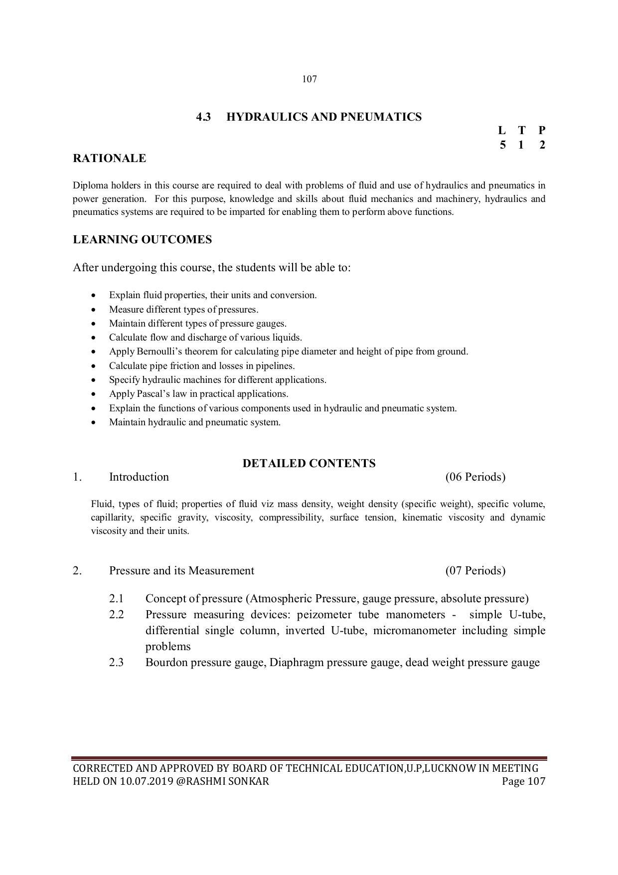 EFFECTIVE FROM JULY 2019-20 - SIX SEMESTER DIPLOMA COURSE IN MECHANICAL ENGINEERING - Page 107