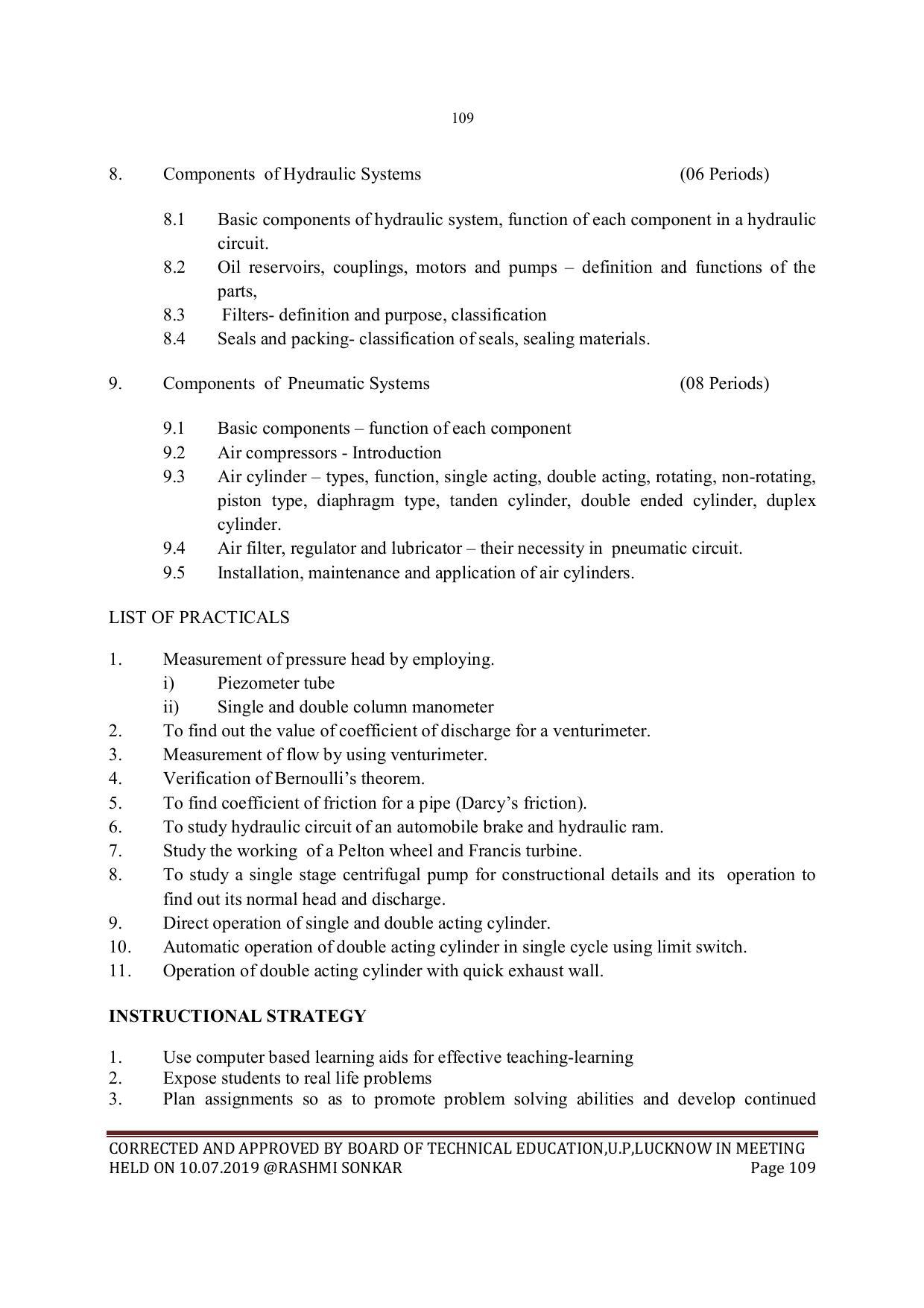 EFFECTIVE FROM JULY 2019-20 - SIX SEMESTER DIPLOMA COURSE IN MECHANICAL ENGINEERING - Page 109