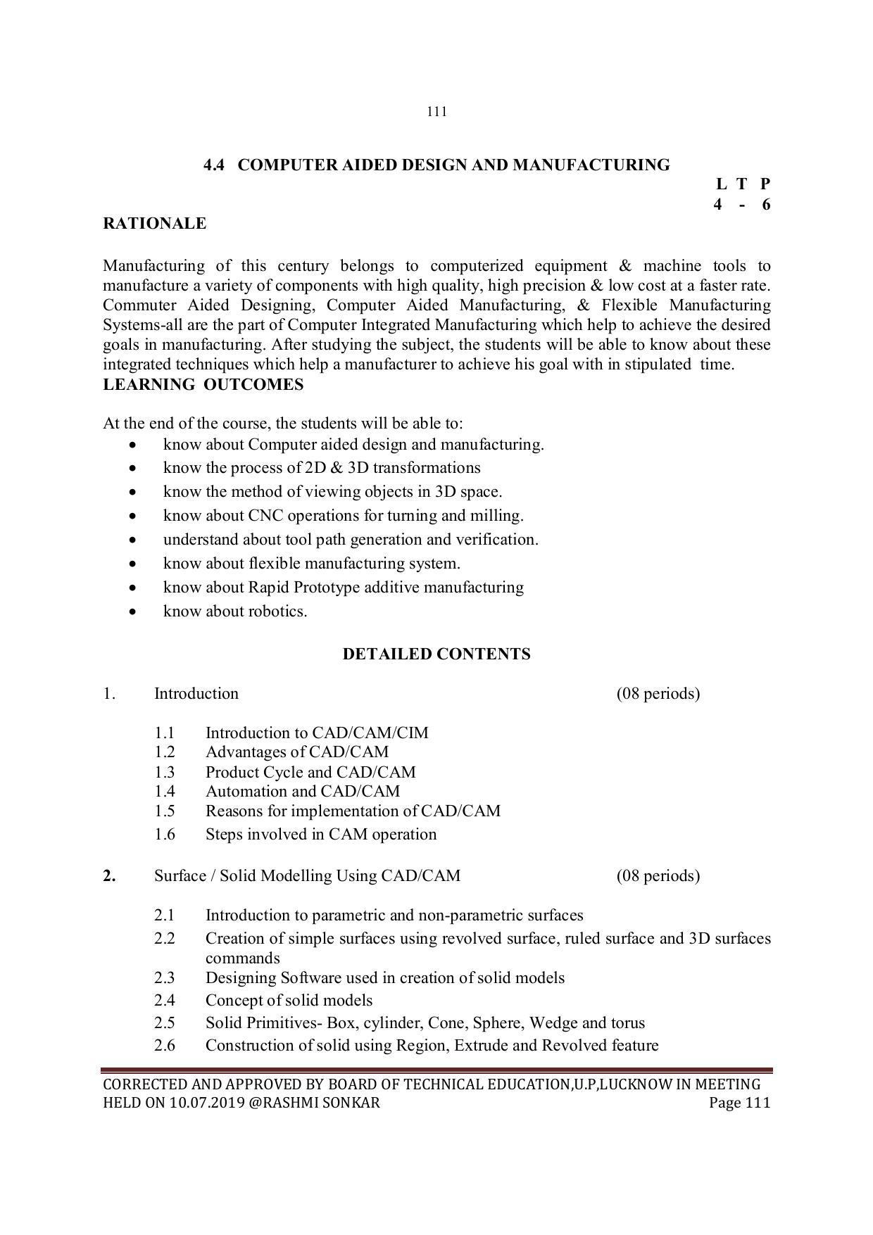 EFFECTIVE FROM JULY 2019-20 - SIX SEMESTER DIPLOMA COURSE IN MECHANICAL ENGINEERING - Page 111