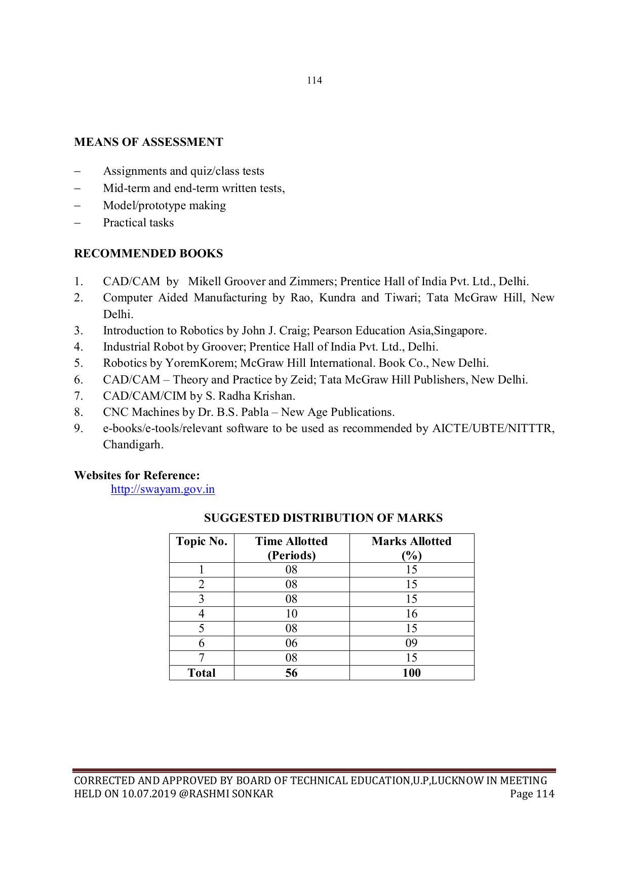 EFFECTIVE FROM JULY 2019-20 - SIX SEMESTER DIPLOMA COURSE IN MECHANICAL ENGINEERING - Page 114