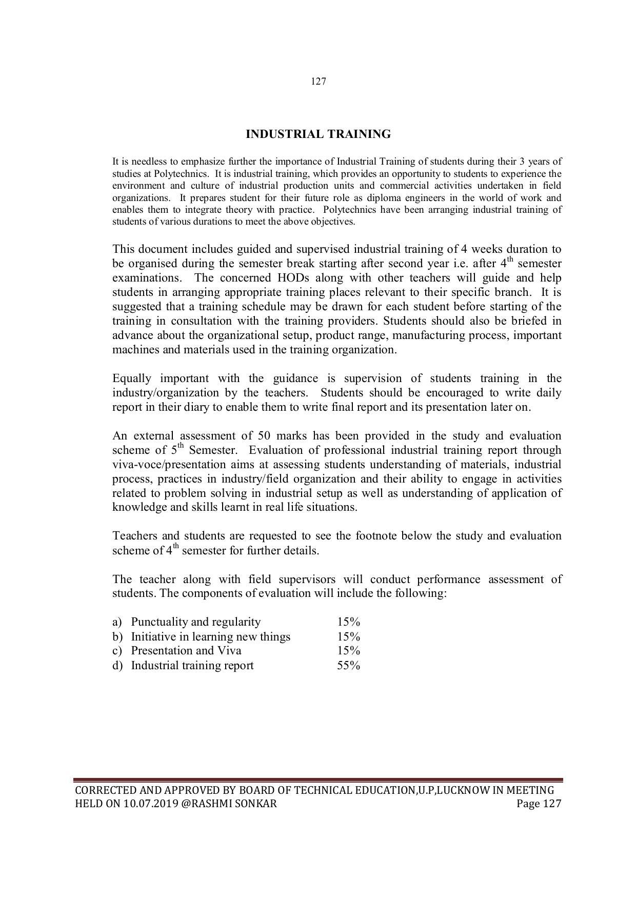 EFFECTIVE FROM JULY 2019-20 - SIX SEMESTER DIPLOMA COURSE IN MECHANICAL ENGINEERING - Page 127