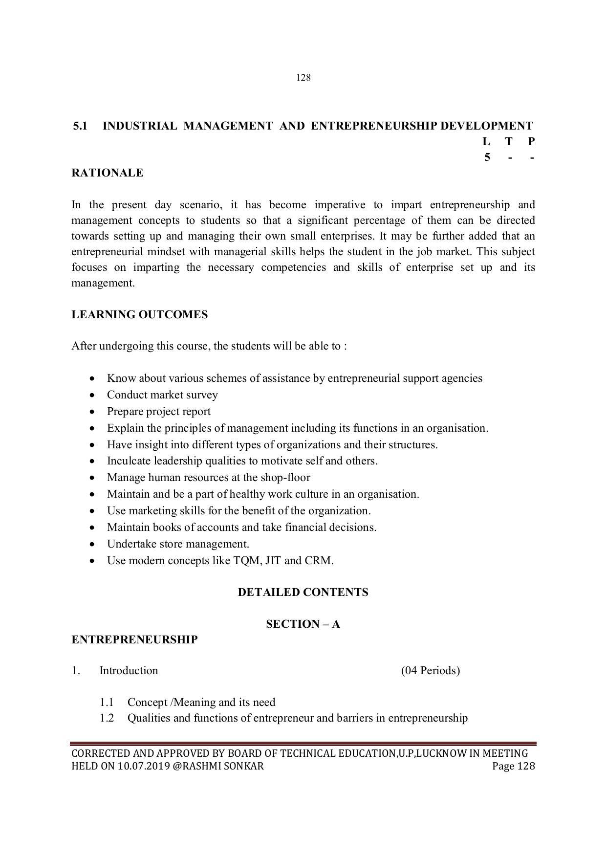 EFFECTIVE FROM JULY 2019-20 - SIX SEMESTER DIPLOMA COURSE IN MECHANICAL ENGINEERING - Page 128