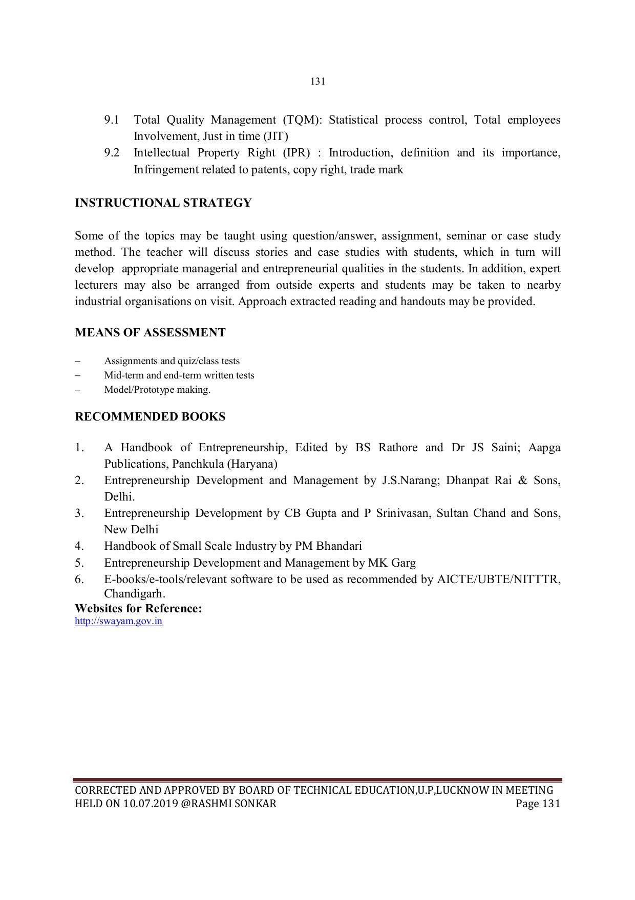 EFFECTIVE FROM JULY 2019-20 - SIX SEMESTER DIPLOMA COURSE IN MECHANICAL ENGINEERING - Page 131