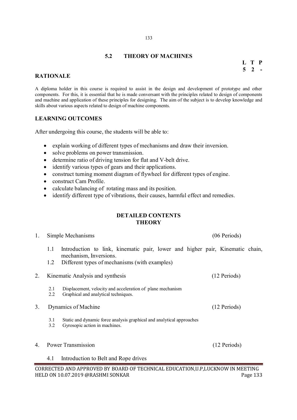 EFFECTIVE FROM JULY 2019-20 - SIX SEMESTER DIPLOMA COURSE IN MECHANICAL ENGINEERING - Page 133