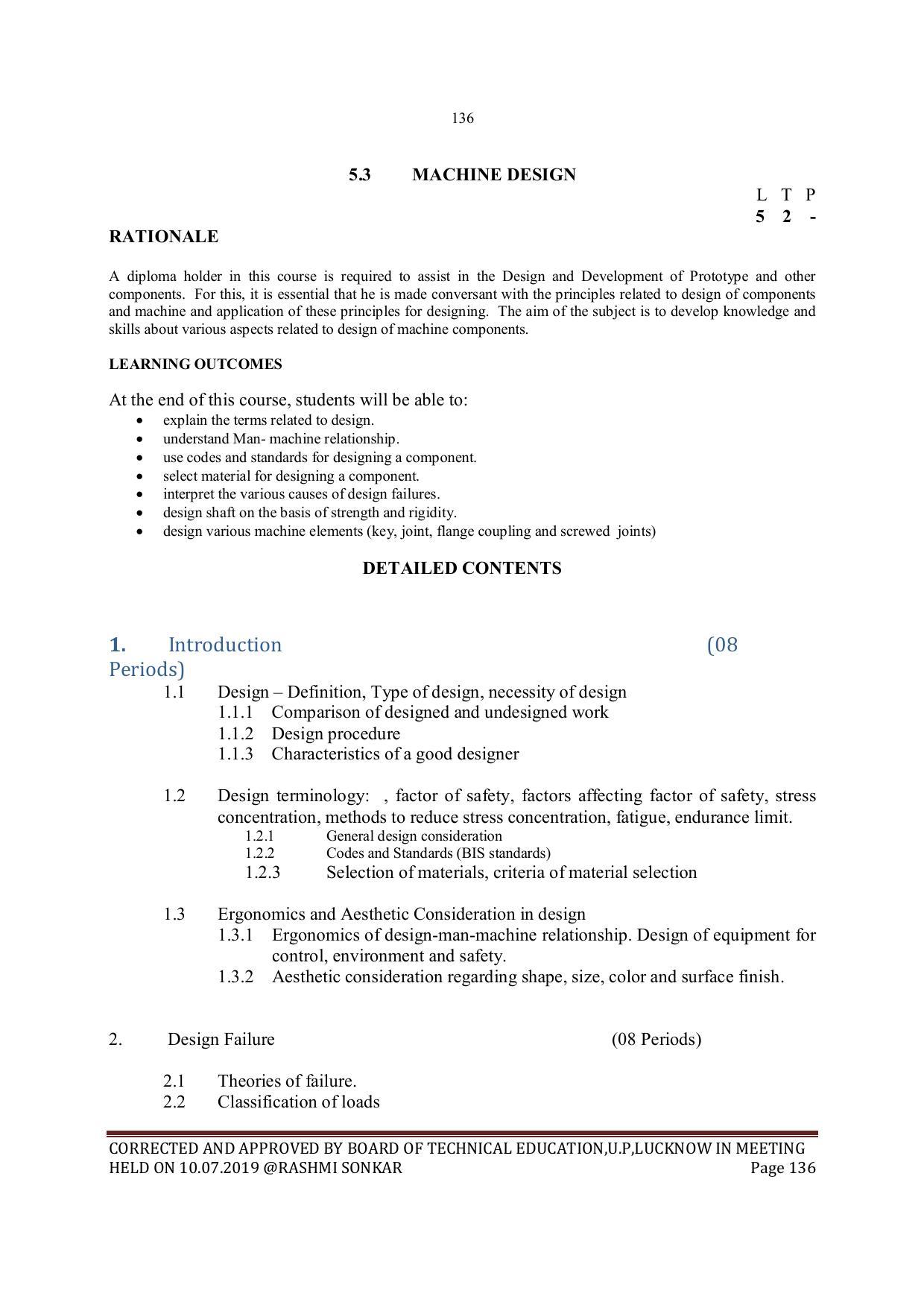 EFFECTIVE FROM JULY 2019-20 - SIX SEMESTER DIPLOMA COURSE IN MECHANICAL ENGINEERING - Page 136