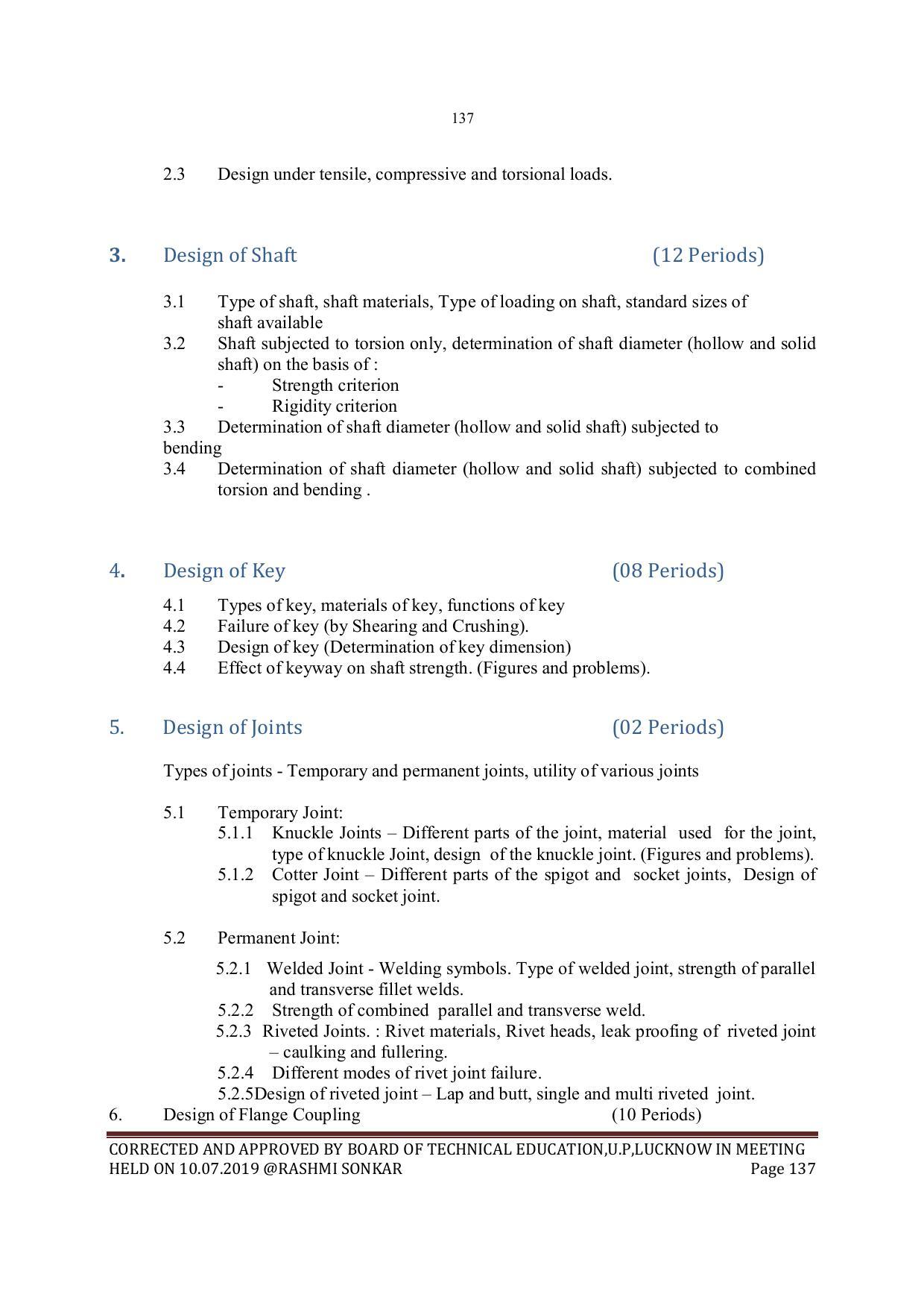 EFFECTIVE FROM JULY 2019-20 - SIX SEMESTER DIPLOMA COURSE IN MECHANICAL ENGINEERING - Page 137
