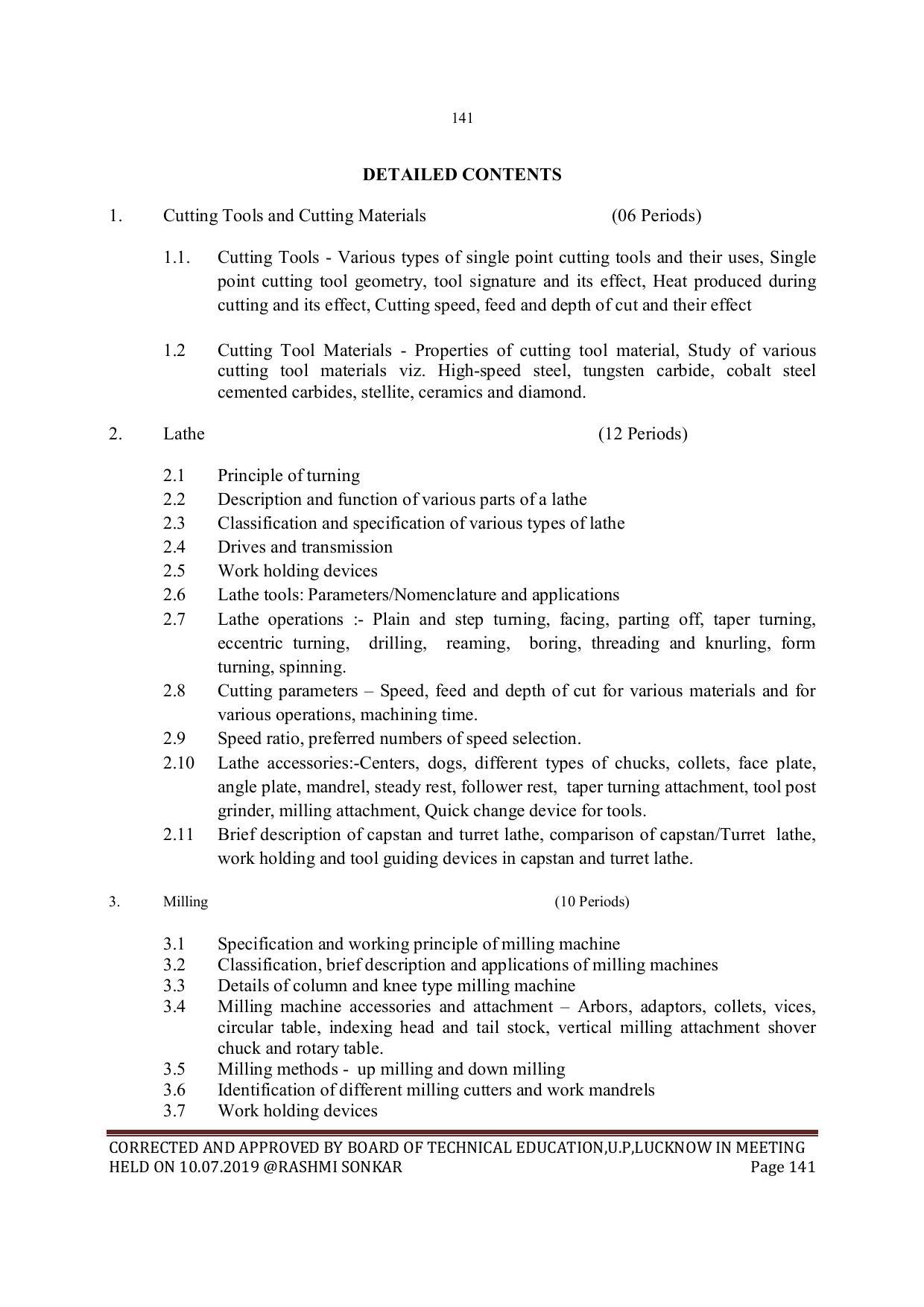 EFFECTIVE FROM JULY 2019-20 - SIX SEMESTER DIPLOMA COURSE IN MECHANICAL ENGINEERING - Page 141