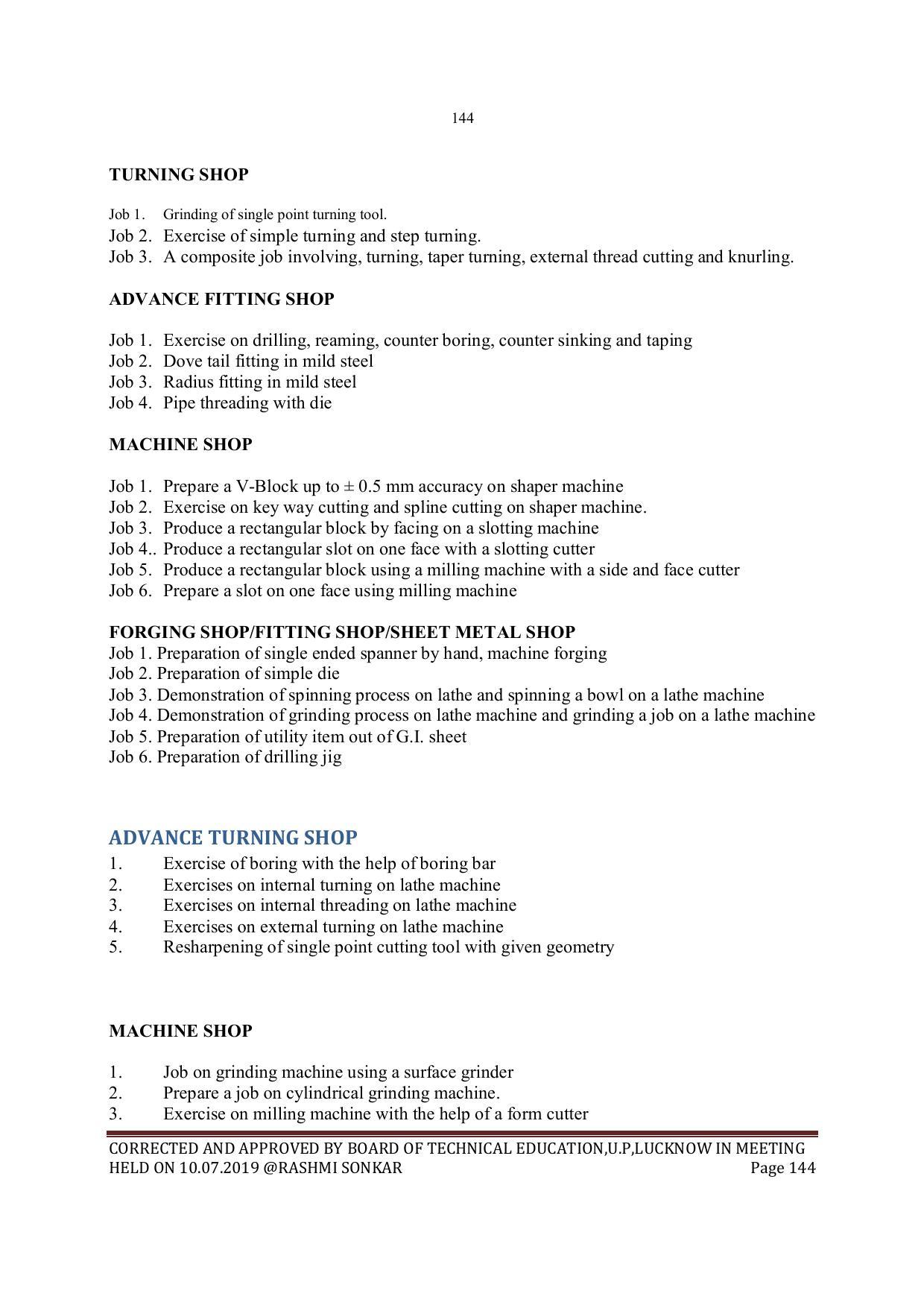 EFFECTIVE FROM JULY 2019-20 - SIX SEMESTER DIPLOMA COURSE IN MECHANICAL ENGINEERING - Page 144