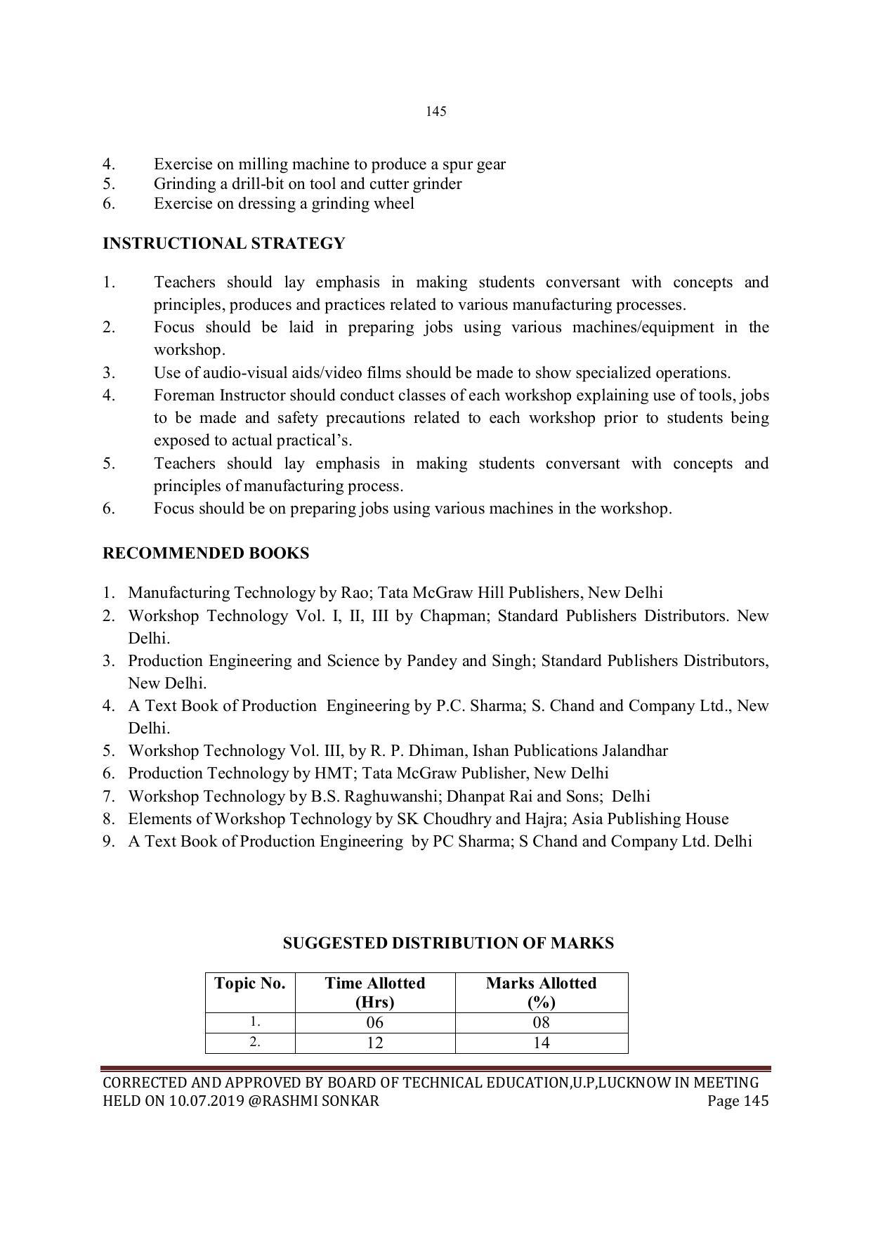 EFFECTIVE FROM JULY 2019-20 - SIX SEMESTER DIPLOMA COURSE IN MECHANICAL ENGINEERING - Page 145