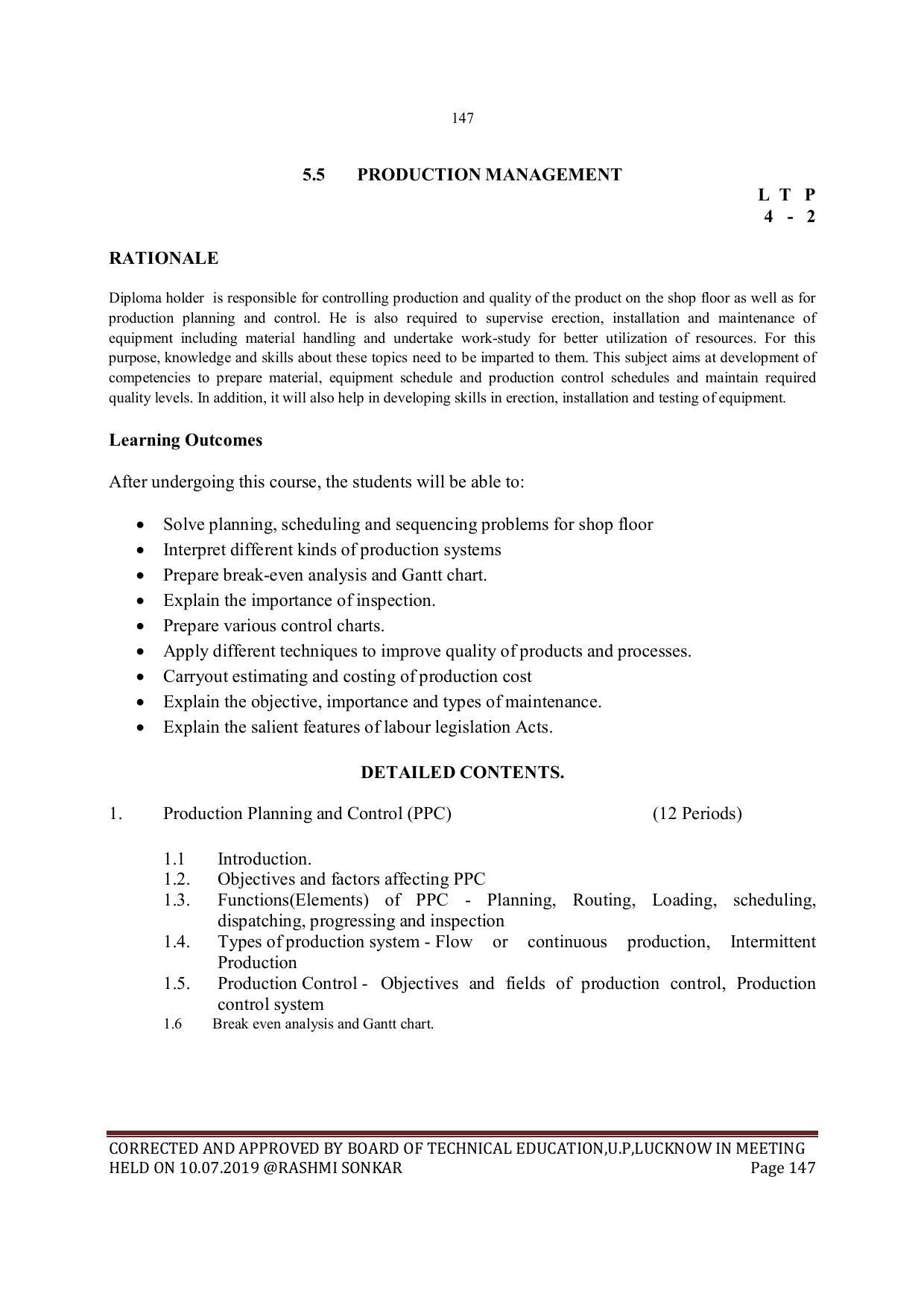 EFFECTIVE FROM JULY 2019-20 - SIX SEMESTER DIPLOMA COURSE IN MECHANICAL ENGINEERING - Page 147