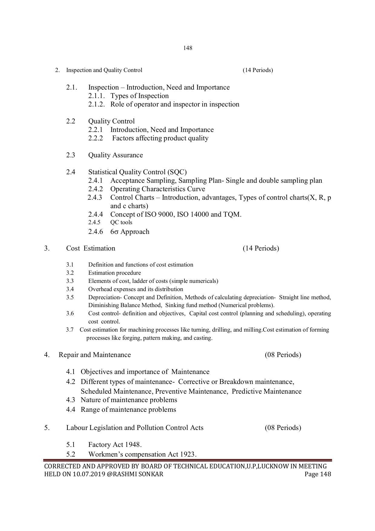 EFFECTIVE FROM JULY 2019-20 - SIX SEMESTER DIPLOMA COURSE IN MECHANICAL ENGINEERING - Page 148