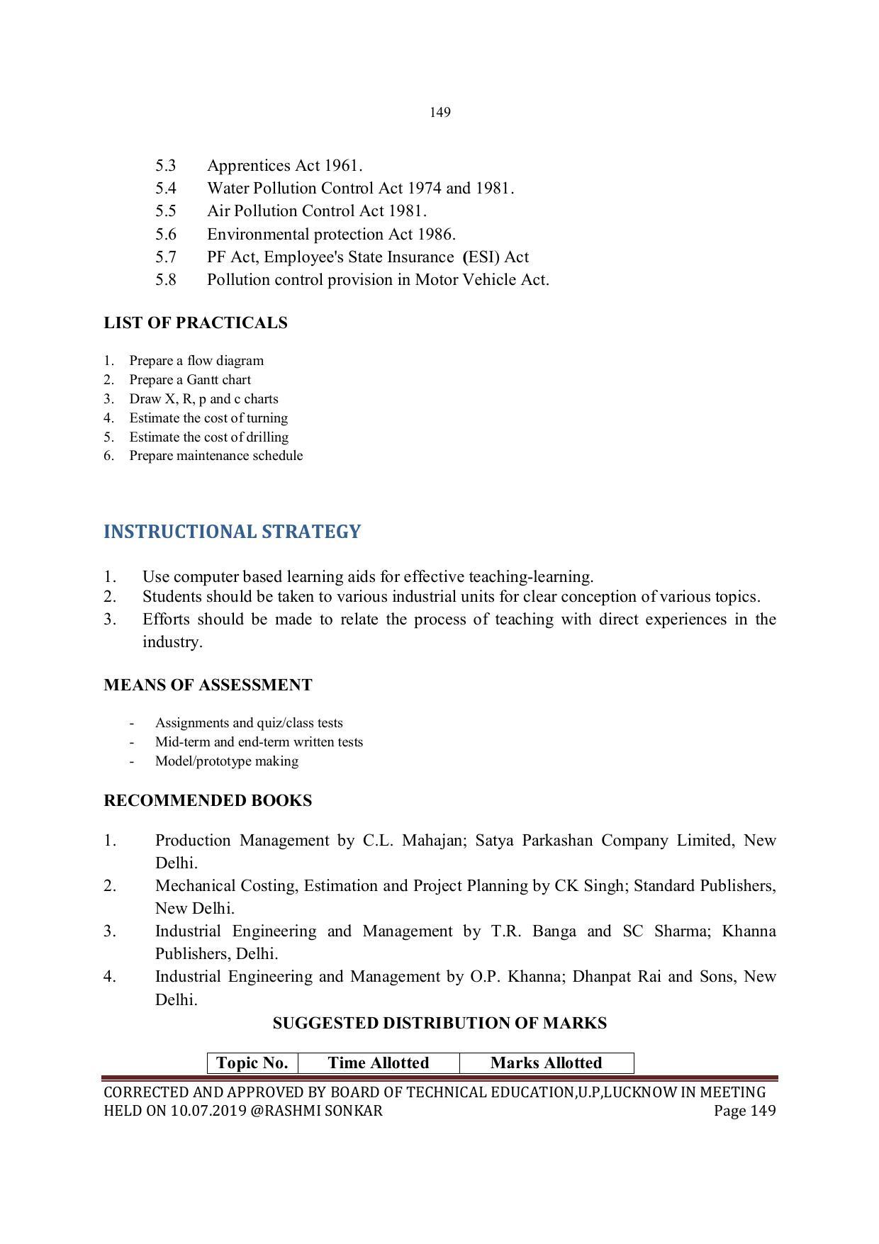 EFFECTIVE FROM JULY 2019-20 - SIX SEMESTER DIPLOMA COURSE IN MECHANICAL ENGINEERING - Page 149