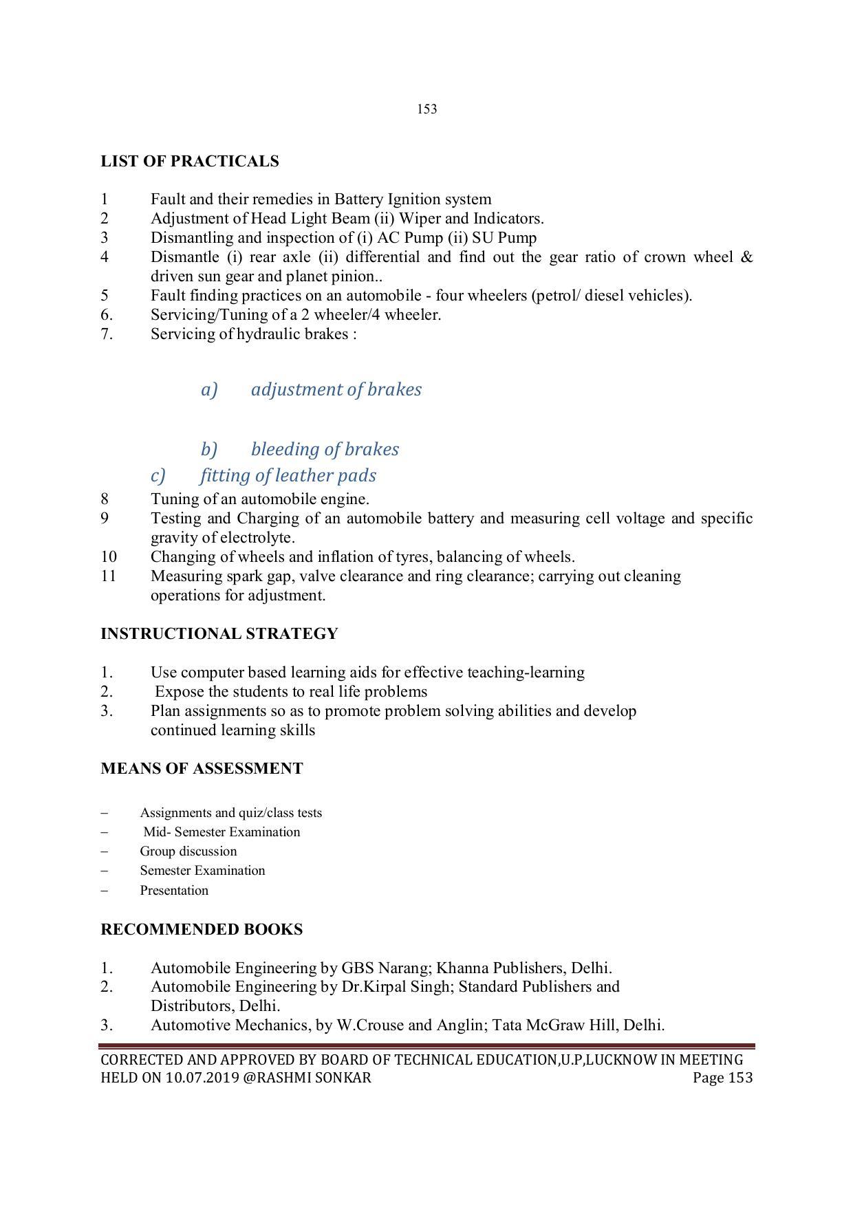 EFFECTIVE FROM JULY 2019-20 - SIX SEMESTER DIPLOMA COURSE IN MECHANICAL ENGINEERING - Page 153