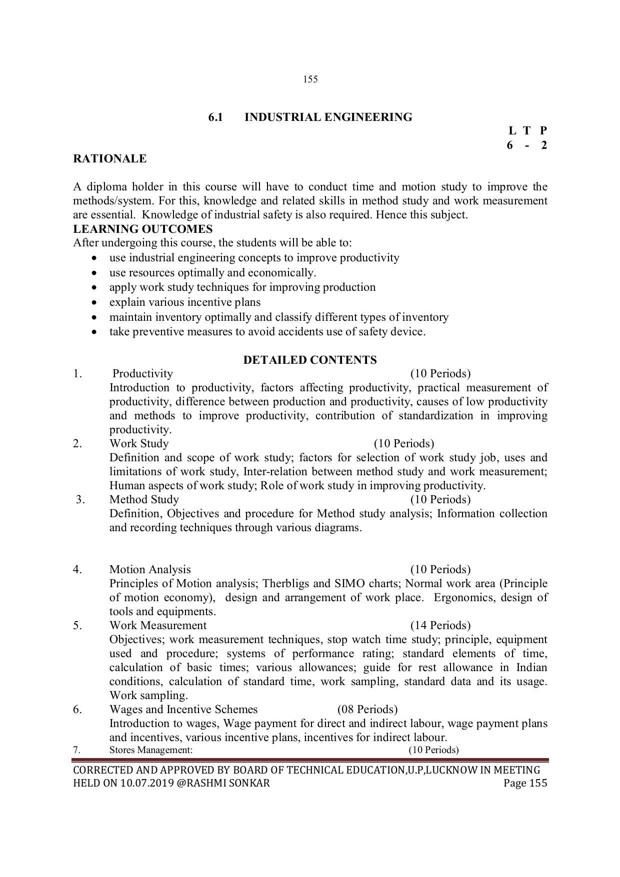 EFFECTIVE FROM JULY 2019-20 - SIX SEMESTER DIPLOMA COURSE IN MECHANICAL ENGINEERING - Page 155