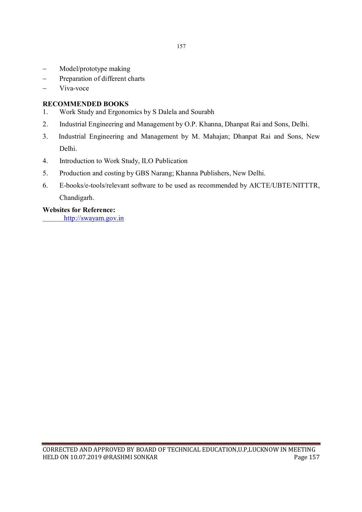 EFFECTIVE FROM JULY 2019-20 - SIX SEMESTER DIPLOMA COURSE IN MECHANICAL ENGINEERING - Page 157