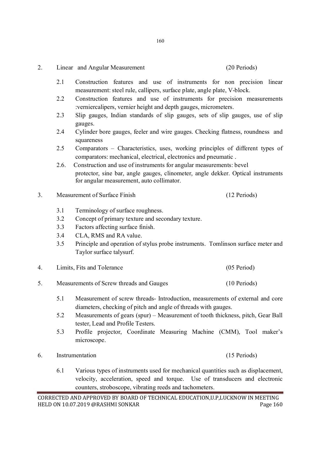 EFFECTIVE FROM JULY 2019-20 - SIX SEMESTER DIPLOMA COURSE IN MECHANICAL ENGINEERING - Page 160