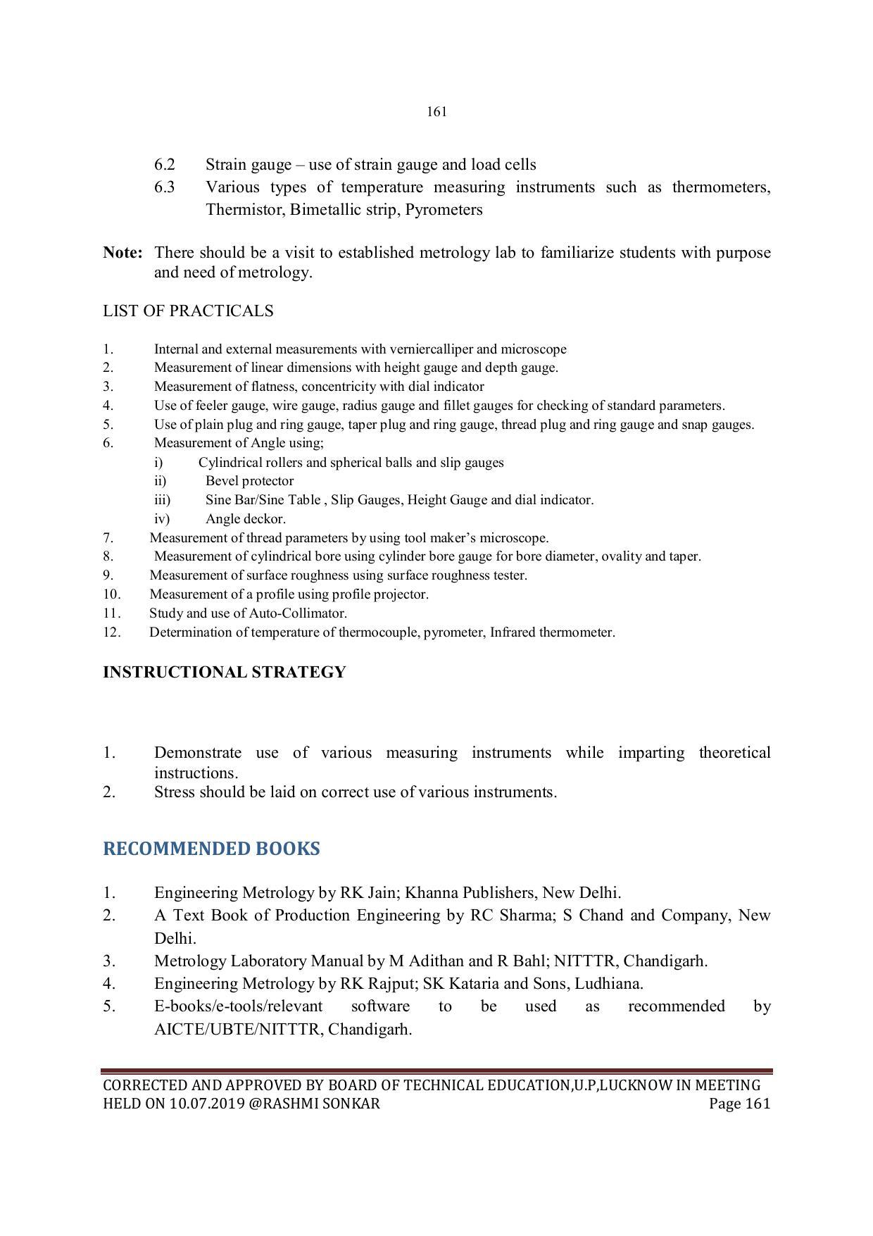 EFFECTIVE FROM JULY 2019-20 - SIX SEMESTER DIPLOMA COURSE IN MECHANICAL ENGINEERING - Page 161