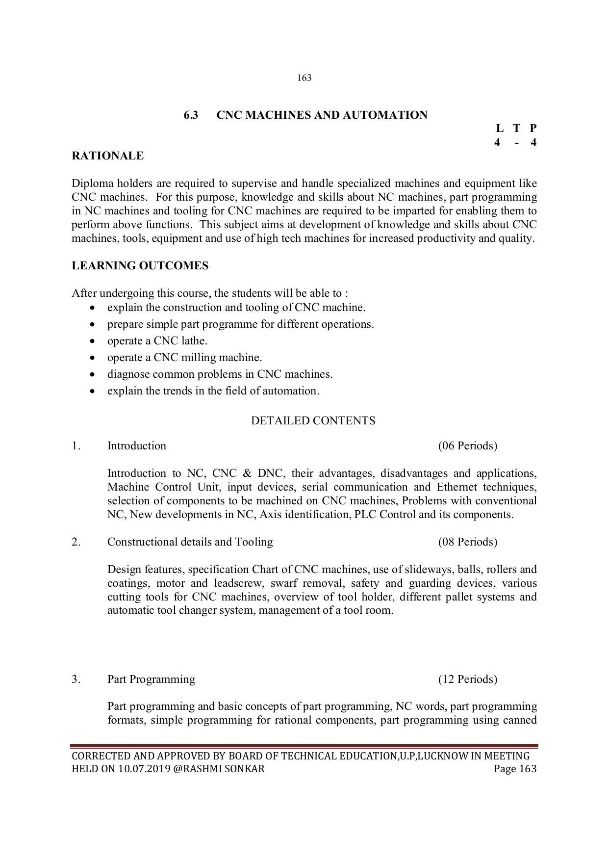 EFFECTIVE FROM JULY 2019-20 - SIX SEMESTER DIPLOMA COURSE IN MECHANICAL ENGINEERING - Page 163