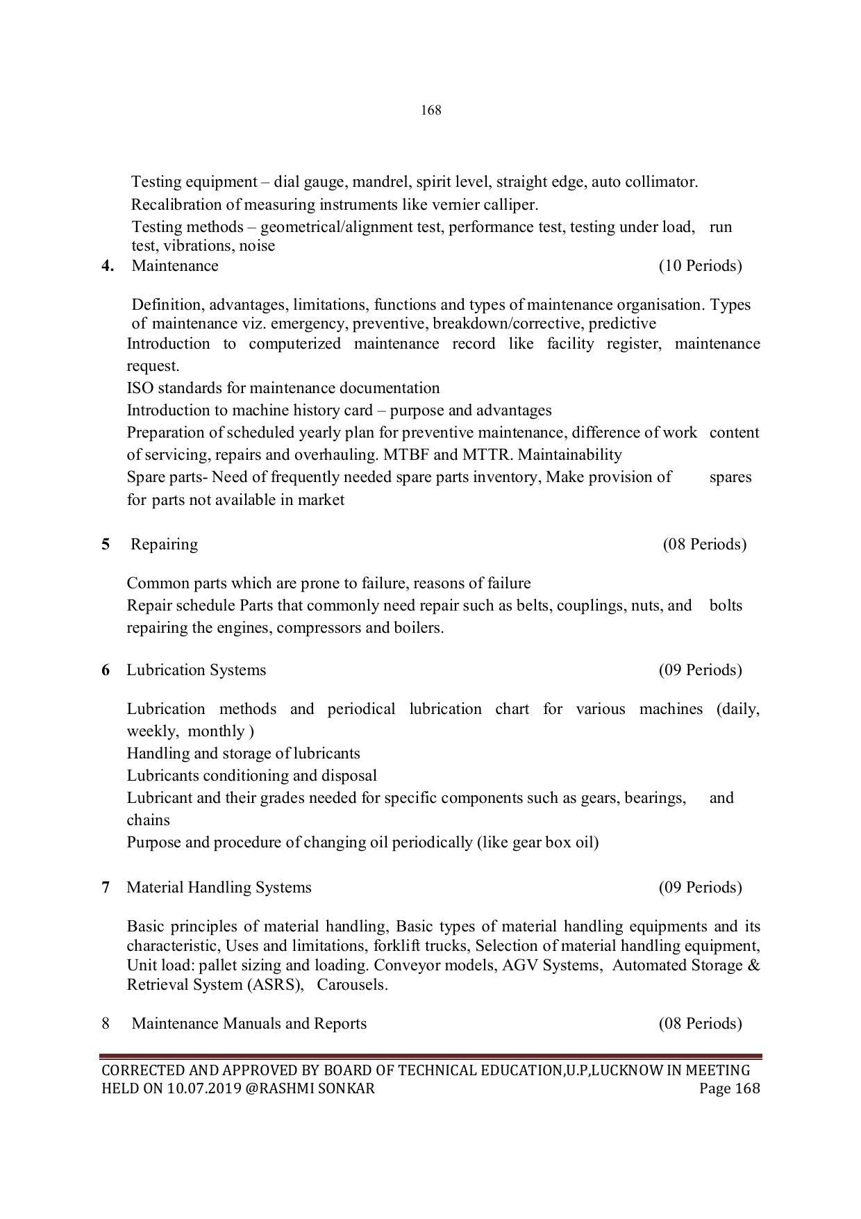 EFFECTIVE FROM JULY 2019-20 - SIX SEMESTER DIPLOMA COURSE IN MECHANICAL ENGINEERING - Page 168