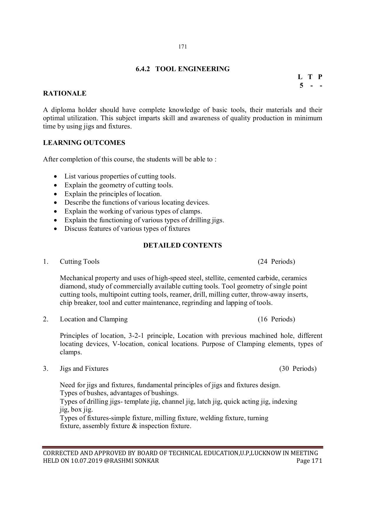 EFFECTIVE FROM JULY 2019-20 - SIX SEMESTER DIPLOMA COURSE IN MECHANICAL ENGINEERING - Page 171