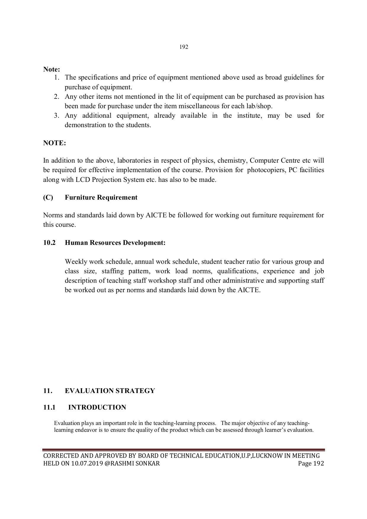 EFFECTIVE FROM JULY 2019-20 - SIX SEMESTER DIPLOMA COURSE IN MECHANICAL ENGINEERING - Page 192