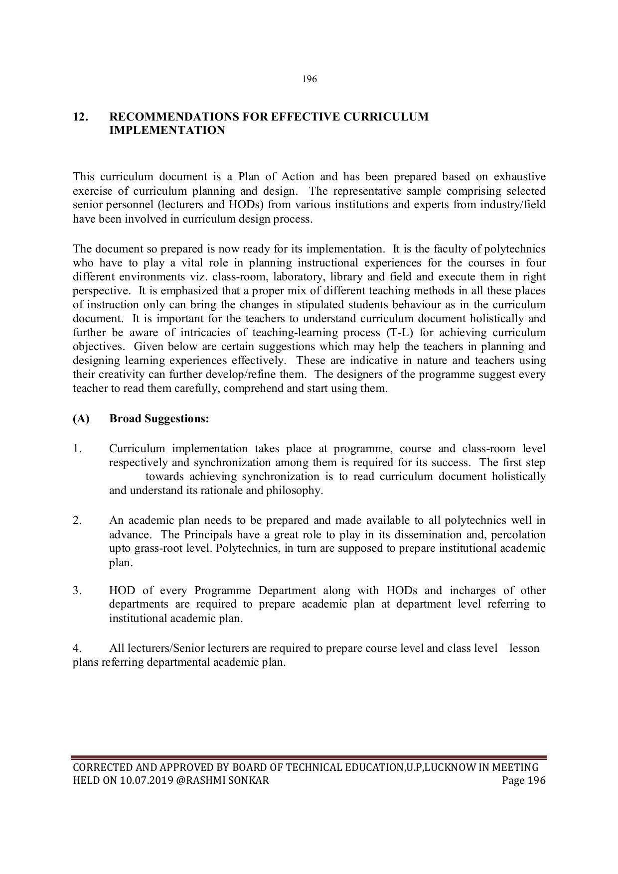 EFFECTIVE FROM JULY 2019-20 - SIX SEMESTER DIPLOMA COURSE IN MECHANICAL ENGINEERING - Page 196