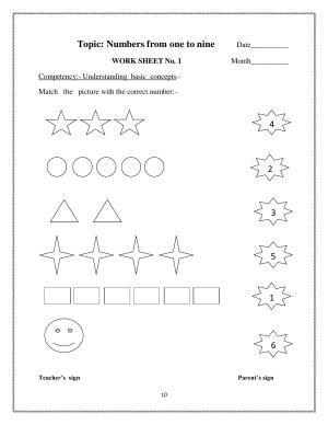 Worksheet for Class 1 Maths Numbers 1 to 9 Assignment 1