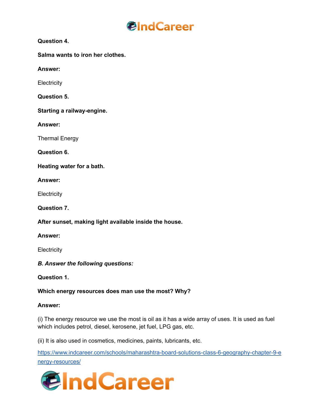 Maharashtra Board Solutions Class 6-Geography: Chapter 9- Energy Resources - Page 3