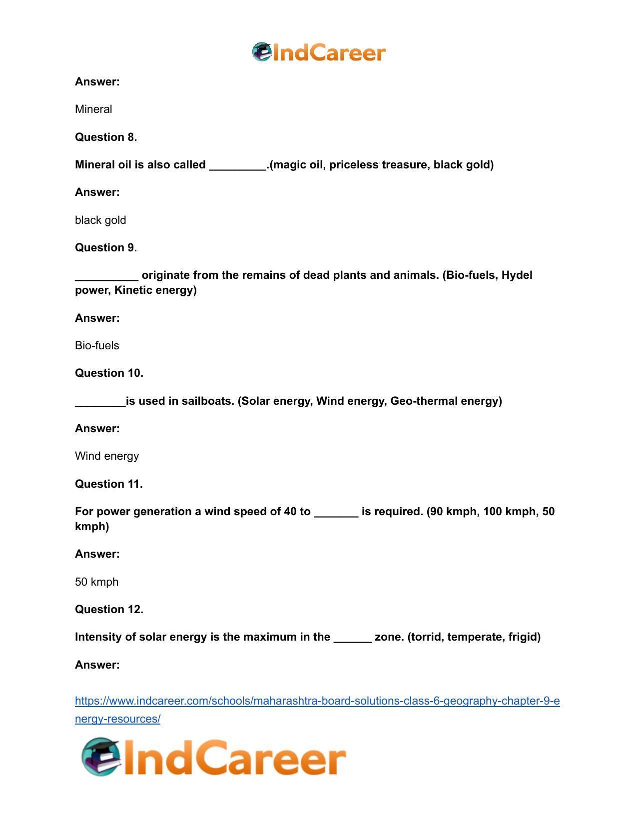 Maharashtra Board Solutions Class 6-Geography: Chapter 9- Energy Resources - Page 14