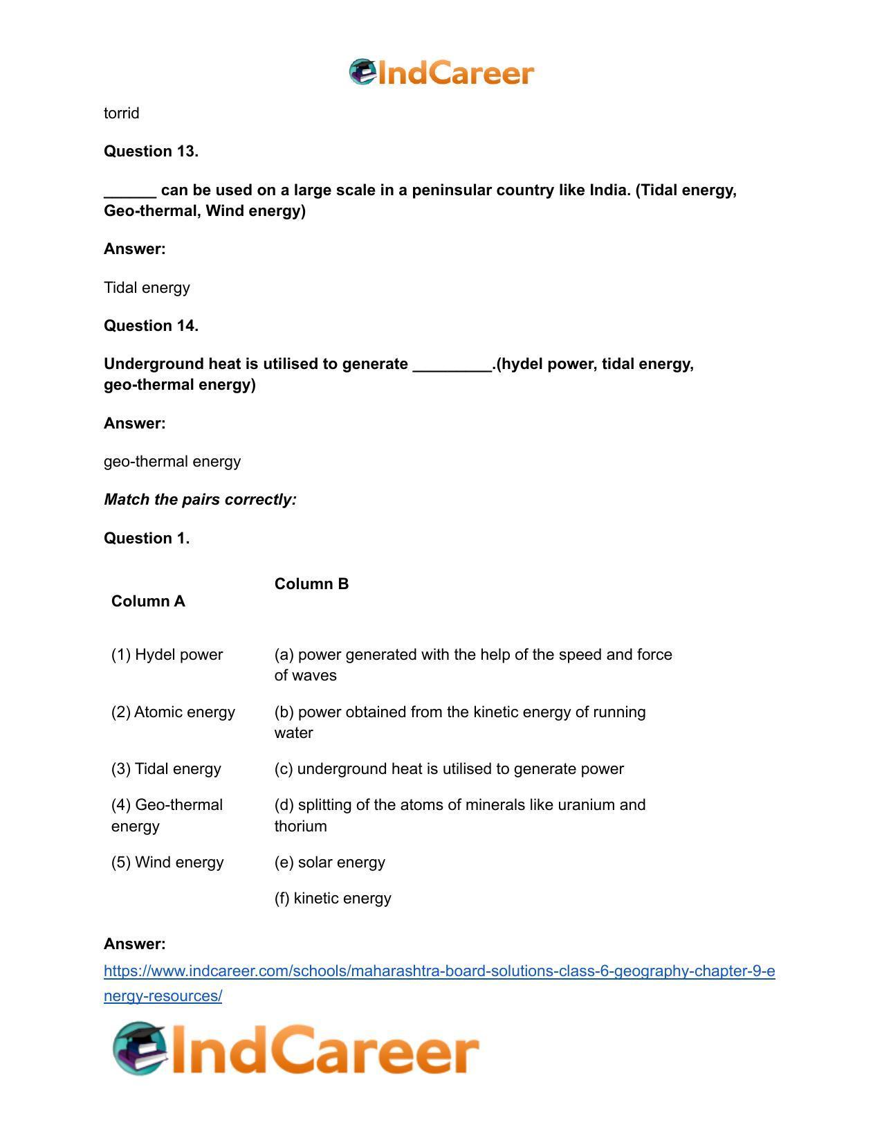 Maharashtra Board Solutions Class 6-Geography: Chapter 9- Energy Resources - Page 15