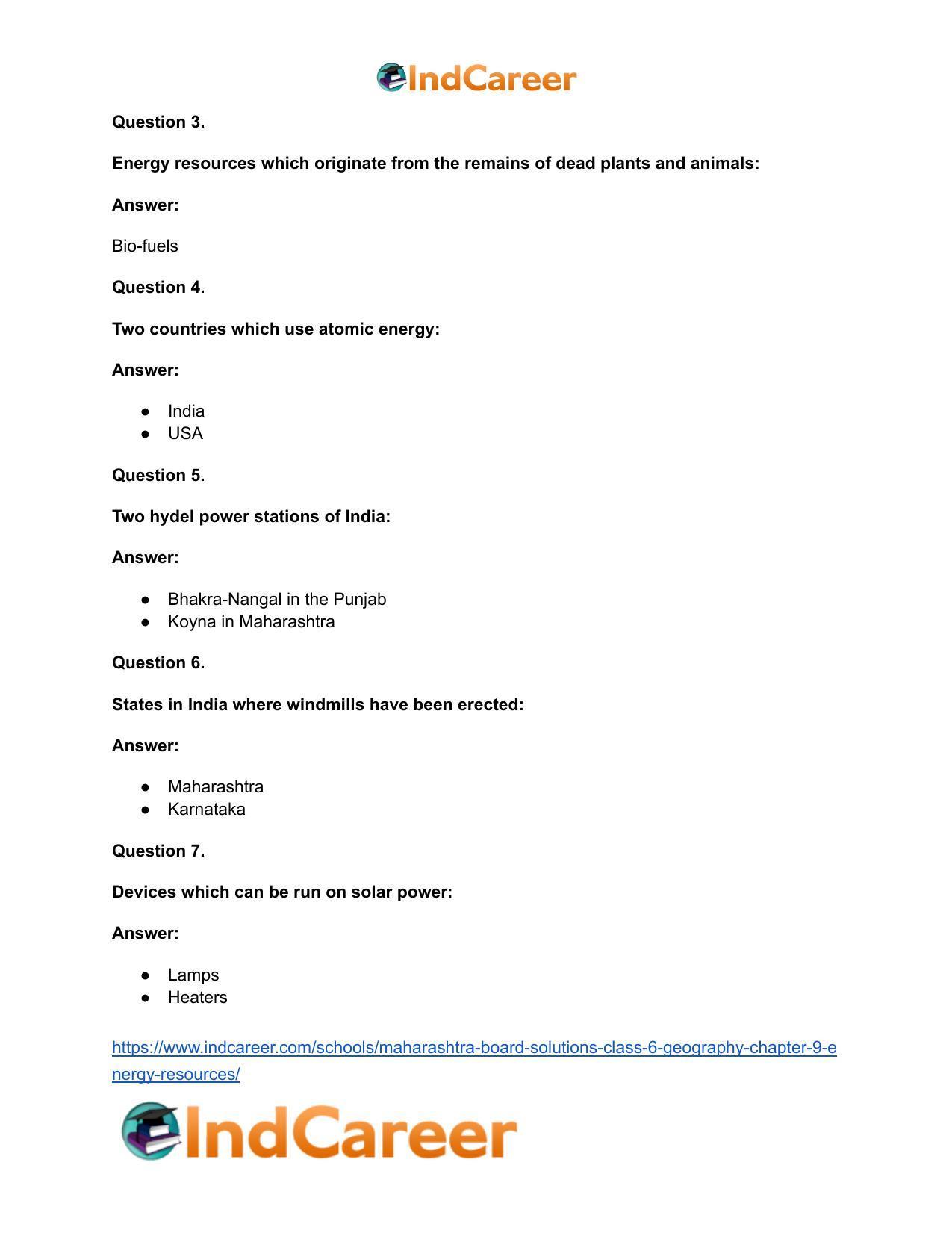 Maharashtra Board Solutions Class 6-Geography: Chapter 9- Energy Resources - Page 18