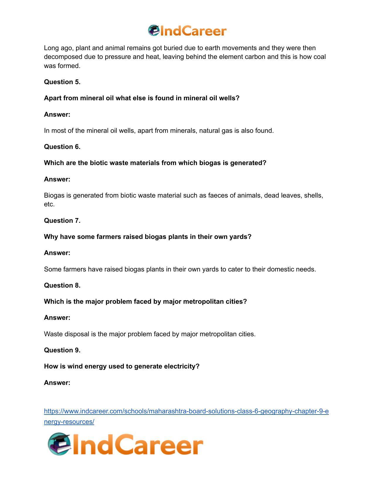 Maharashtra Board Solutions Class 6-Geography: Chapter 9- Energy Resources - Page 20