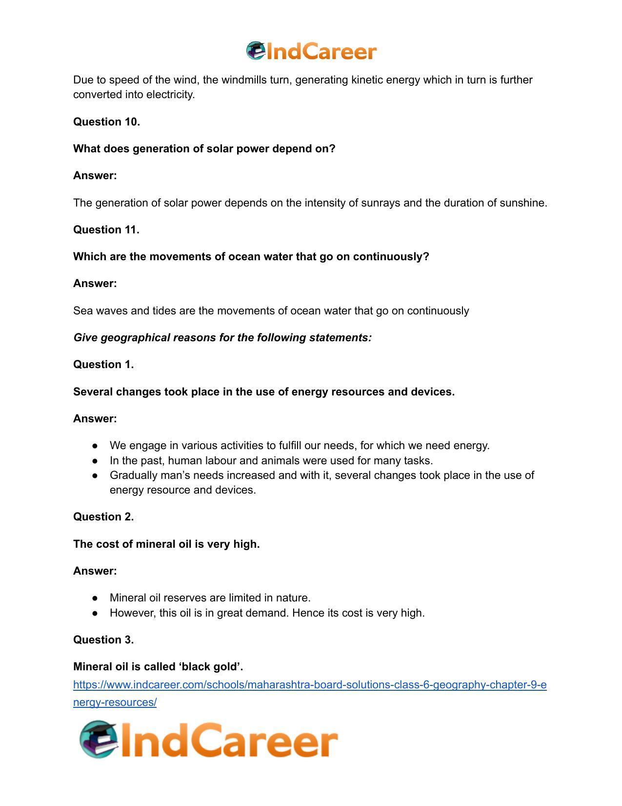 Maharashtra Board Solutions Class 6-Geography: Chapter 9- Energy Resources - Page 21